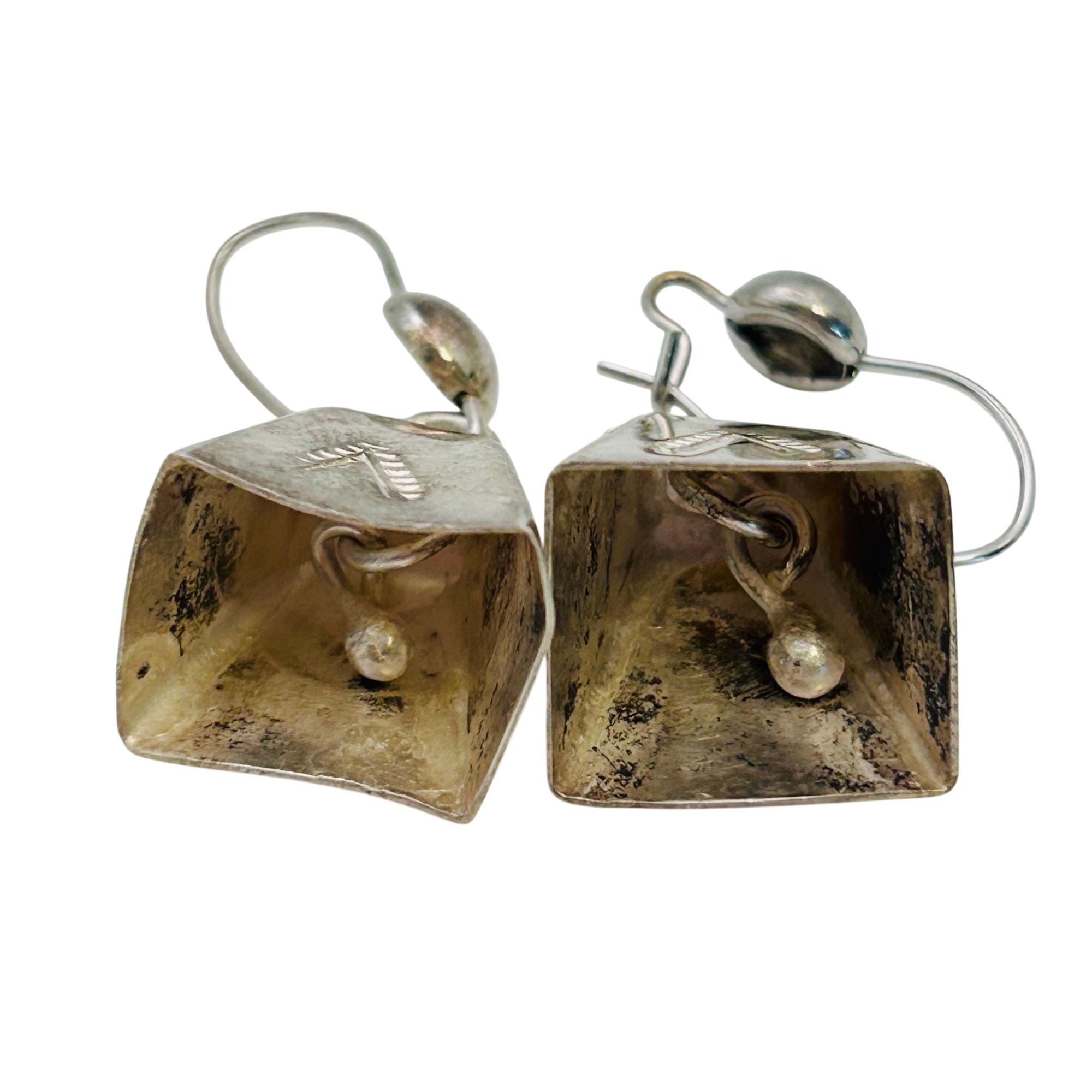 Southwest Sterling TeePee Bell Earrings