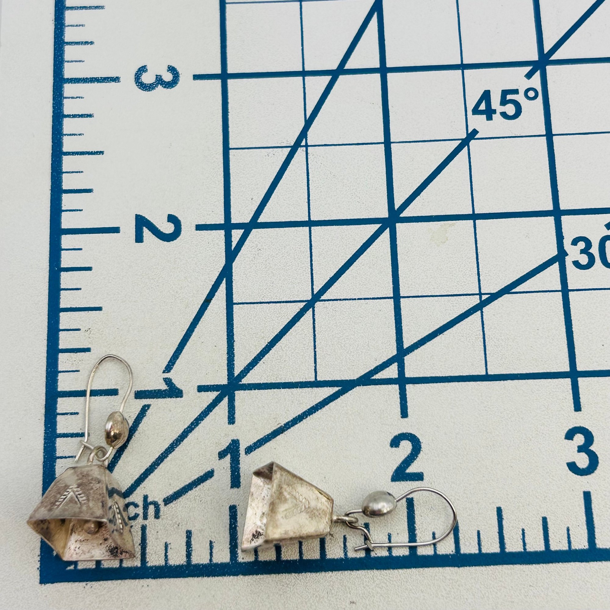 Southwest Sterling TeePee Bell Earrings