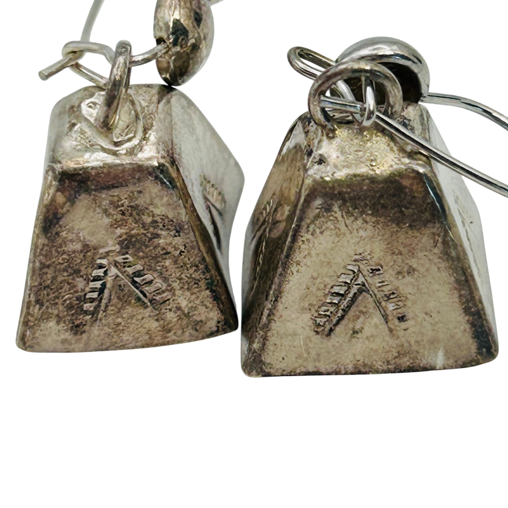 Southwest Sterling TeePee Bell Earrings