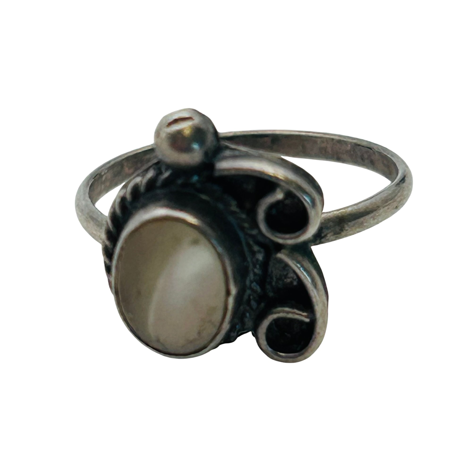 Southwest Sterling Mother Of Pearl Ring Sz 4