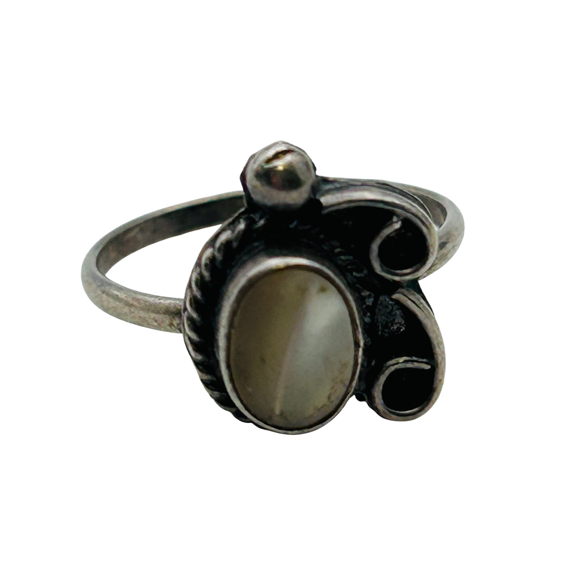 Southwest Sterling Mother Of Pearl Ring Sz 4