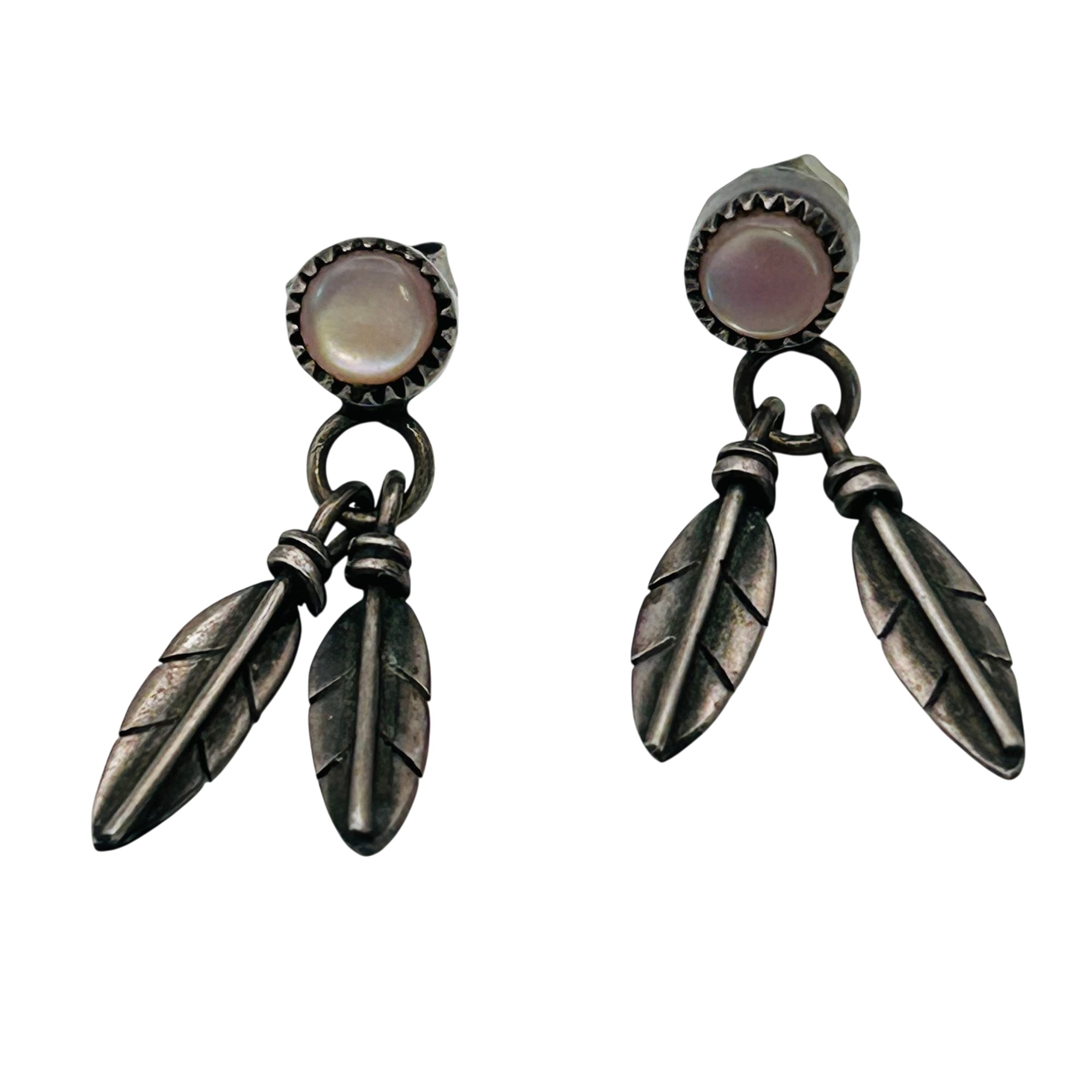 Southwest Sterling Mother Of Pearl Earrings