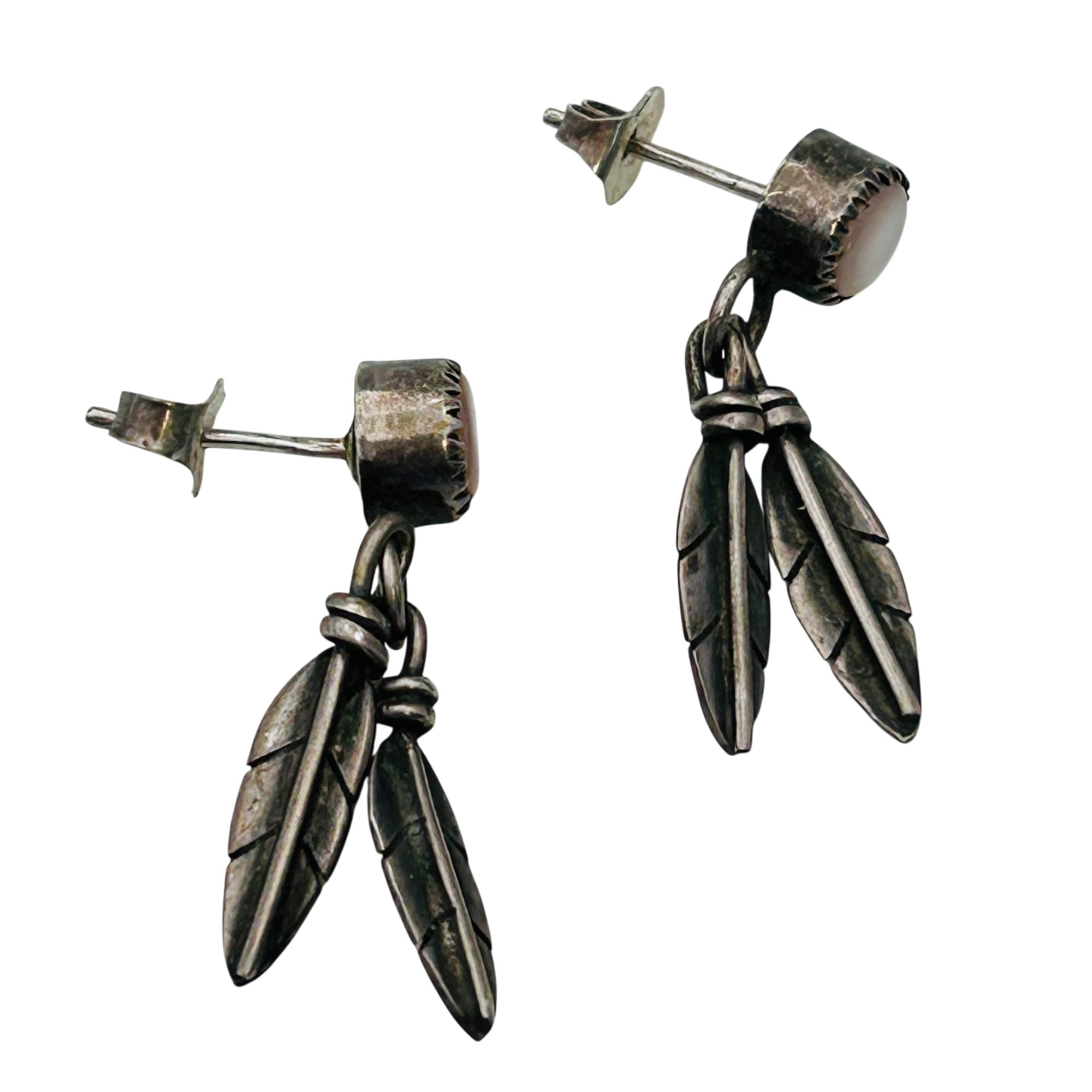 Southwest Sterling Mother Of Pearl Earrings