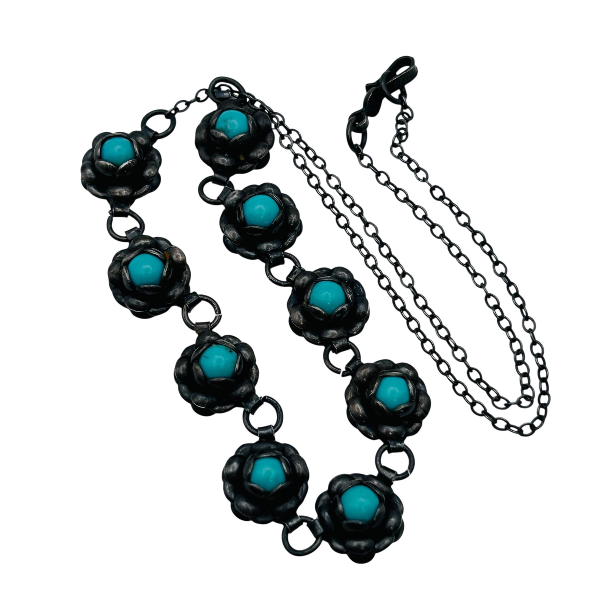 Vintage Southwest Sterling Turquoise Necklace