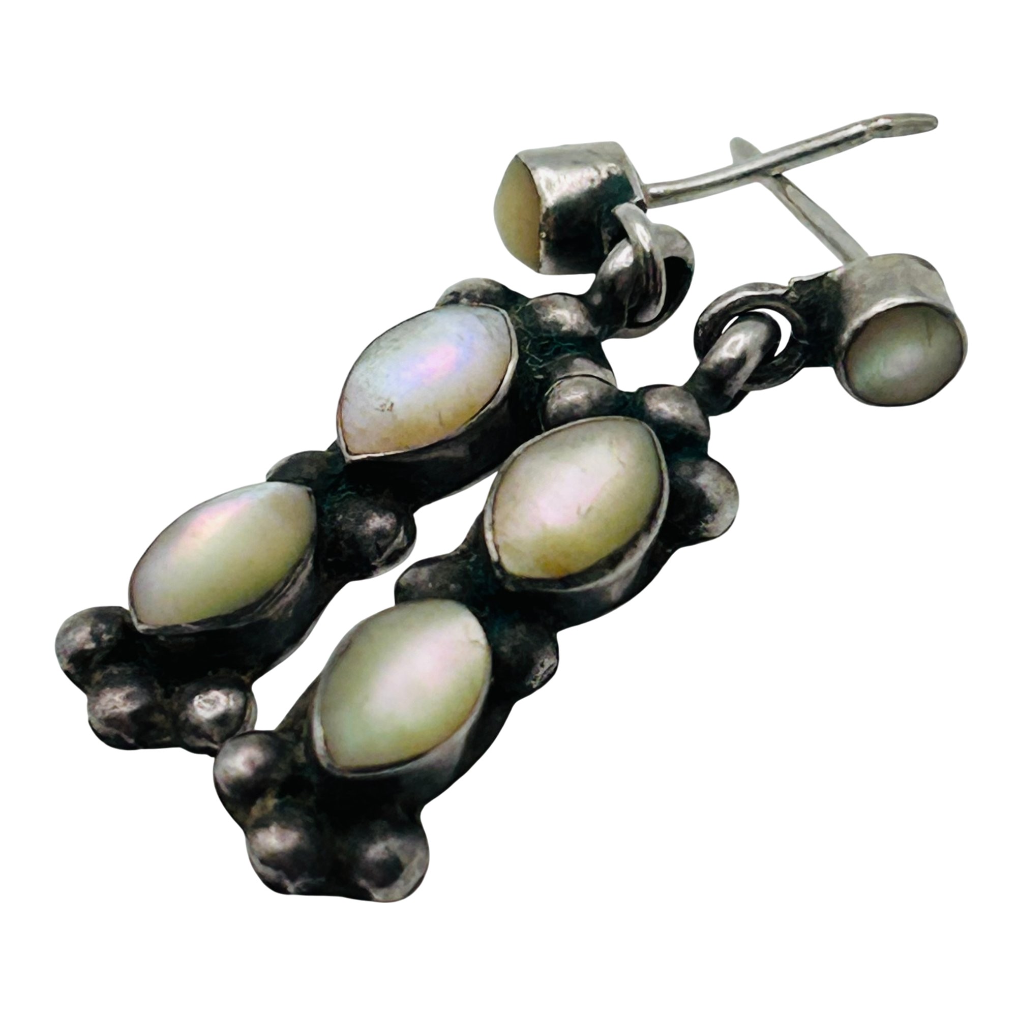 Southwest Sterling Mother Of Pearl Earrings