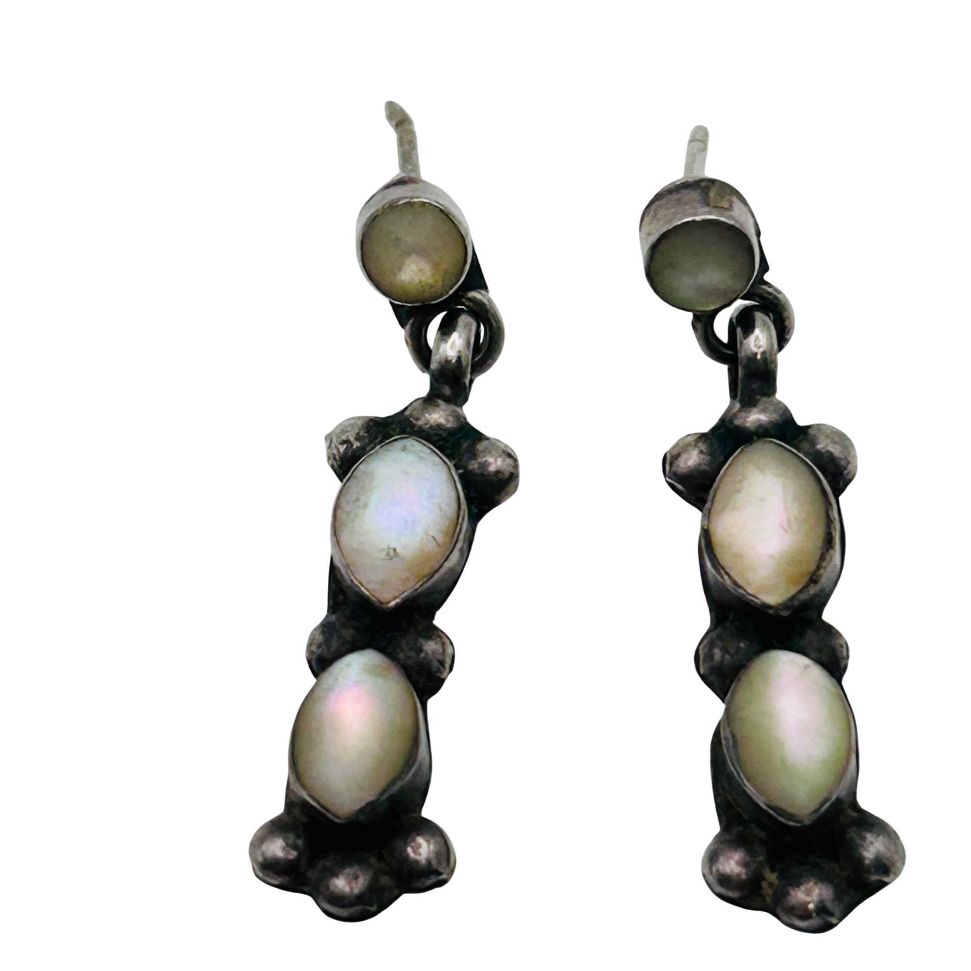 Southwest Sterling Mother Of Pearl Earrings