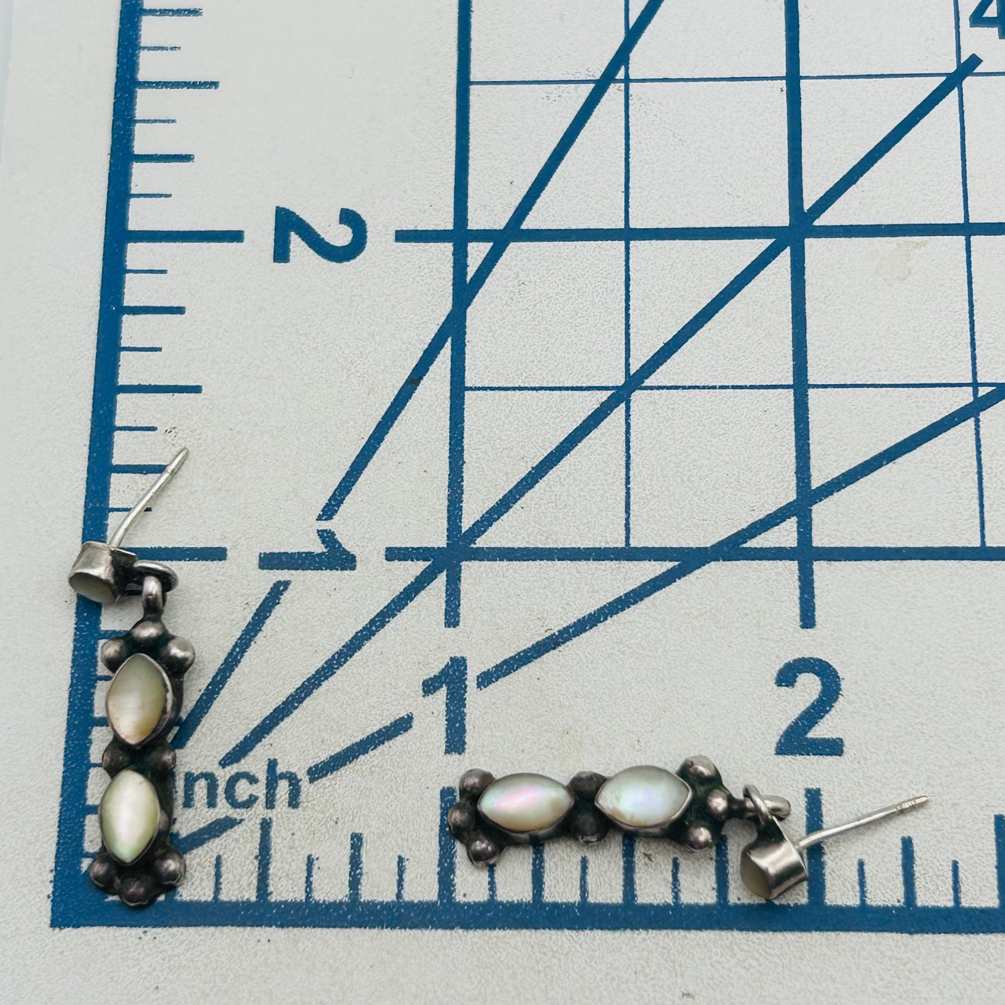 Southwest Sterling Mother Of Pearl Earrings