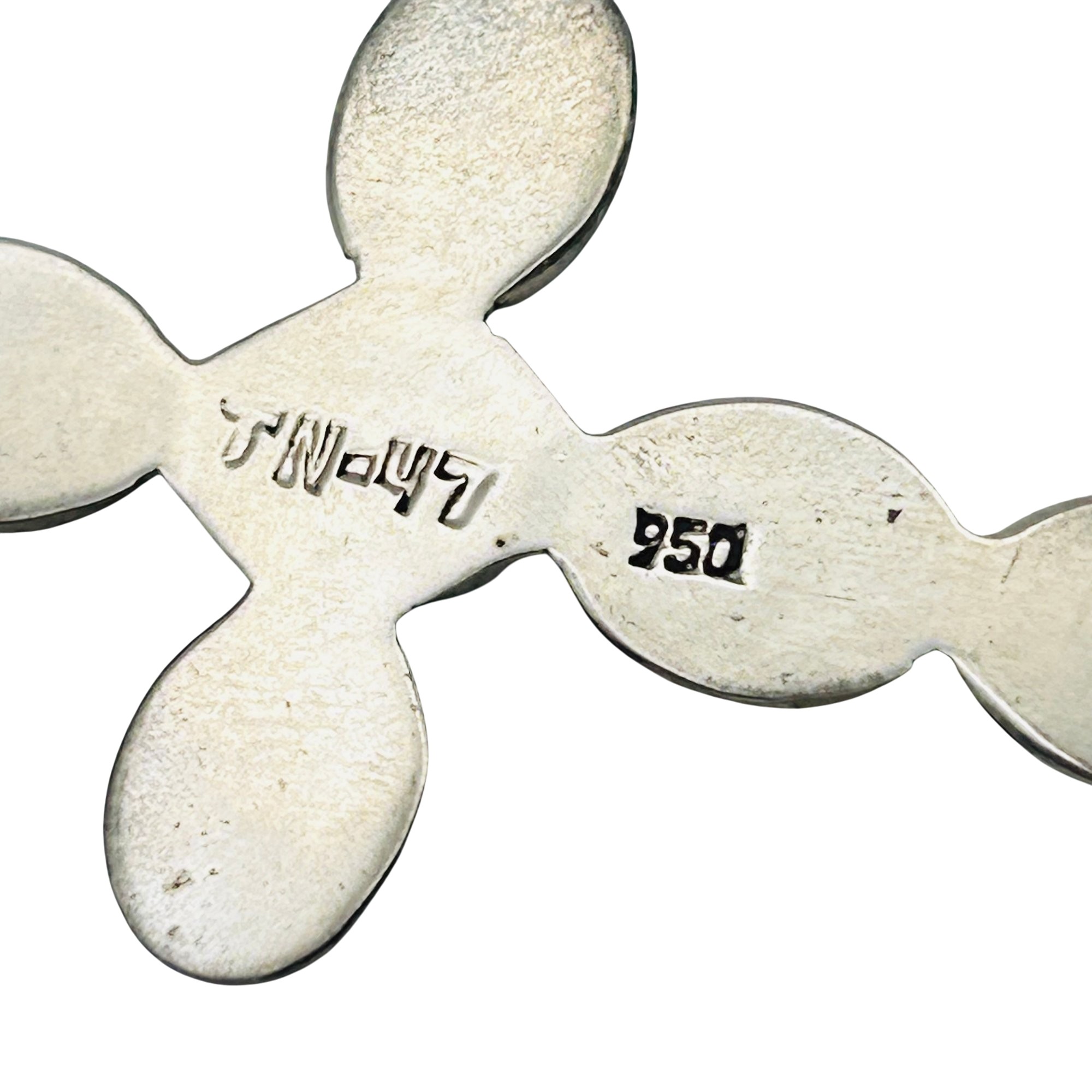 Taxco Mexico 950 Silver Stone Cross Pendant