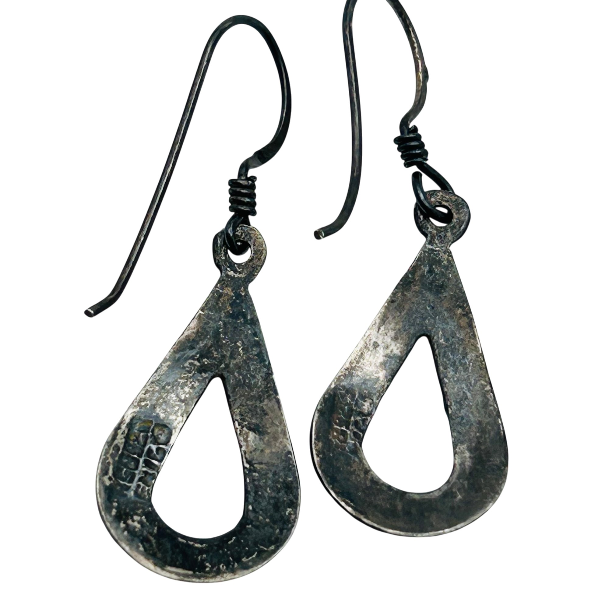Signed Mexico Crushed Stone Cutout Earrings