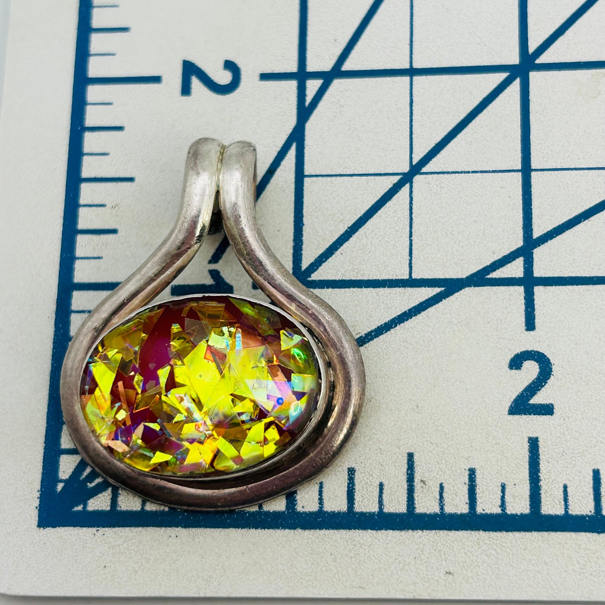 Mexico Sterling Dichroic Glass Oval Pendant