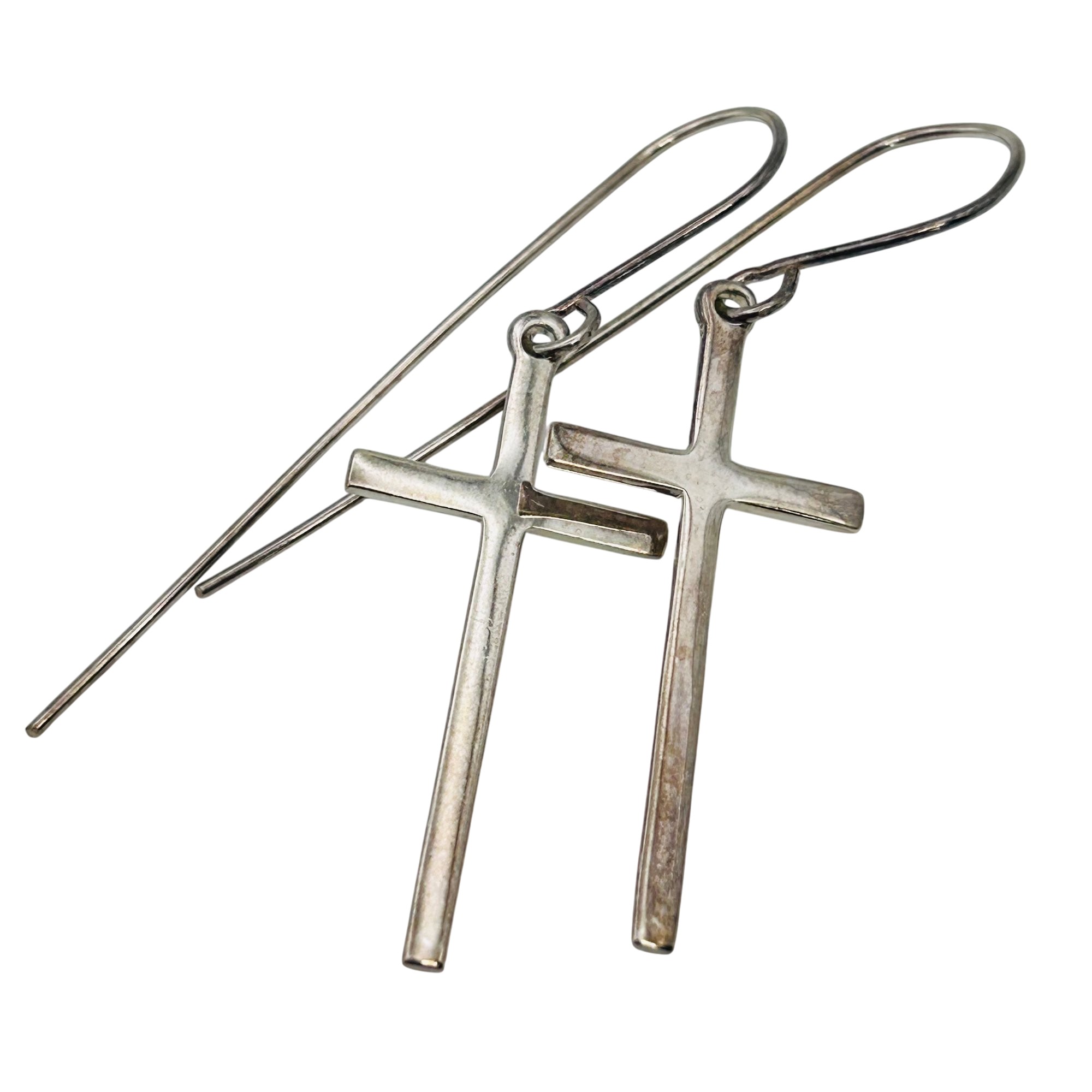 Mexico Sterling Cross Earrings