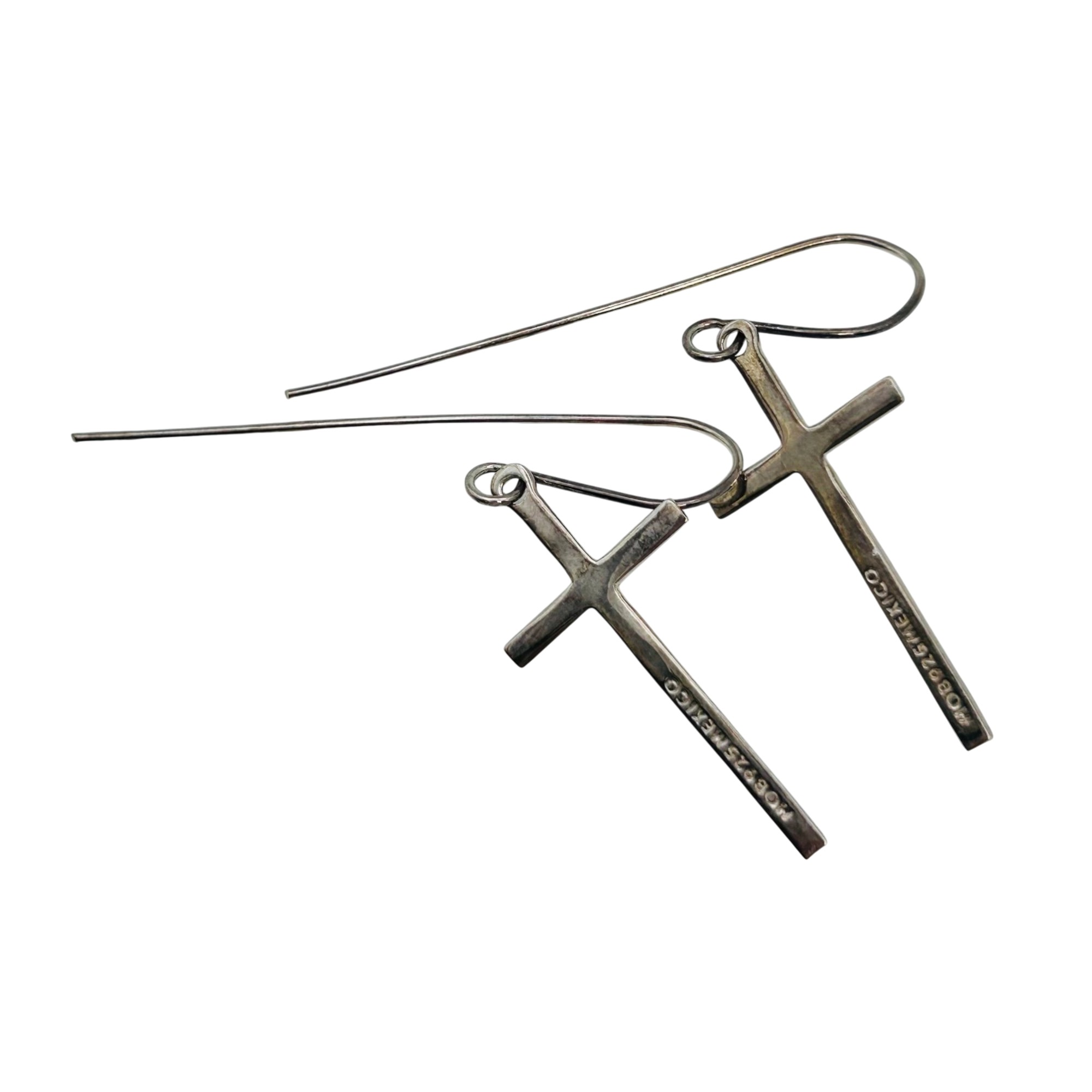 Mexico Sterling Cross Earrings