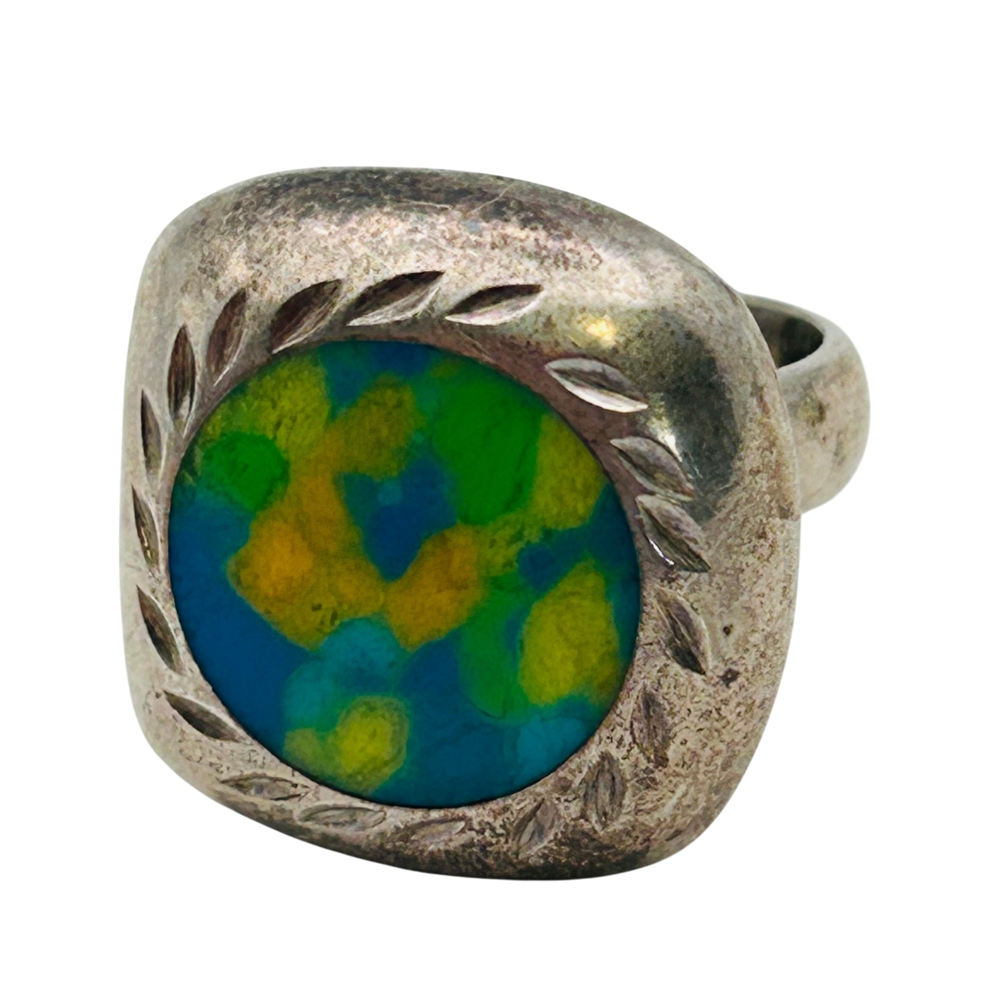Mexico Sterling Square Ring Sz 7