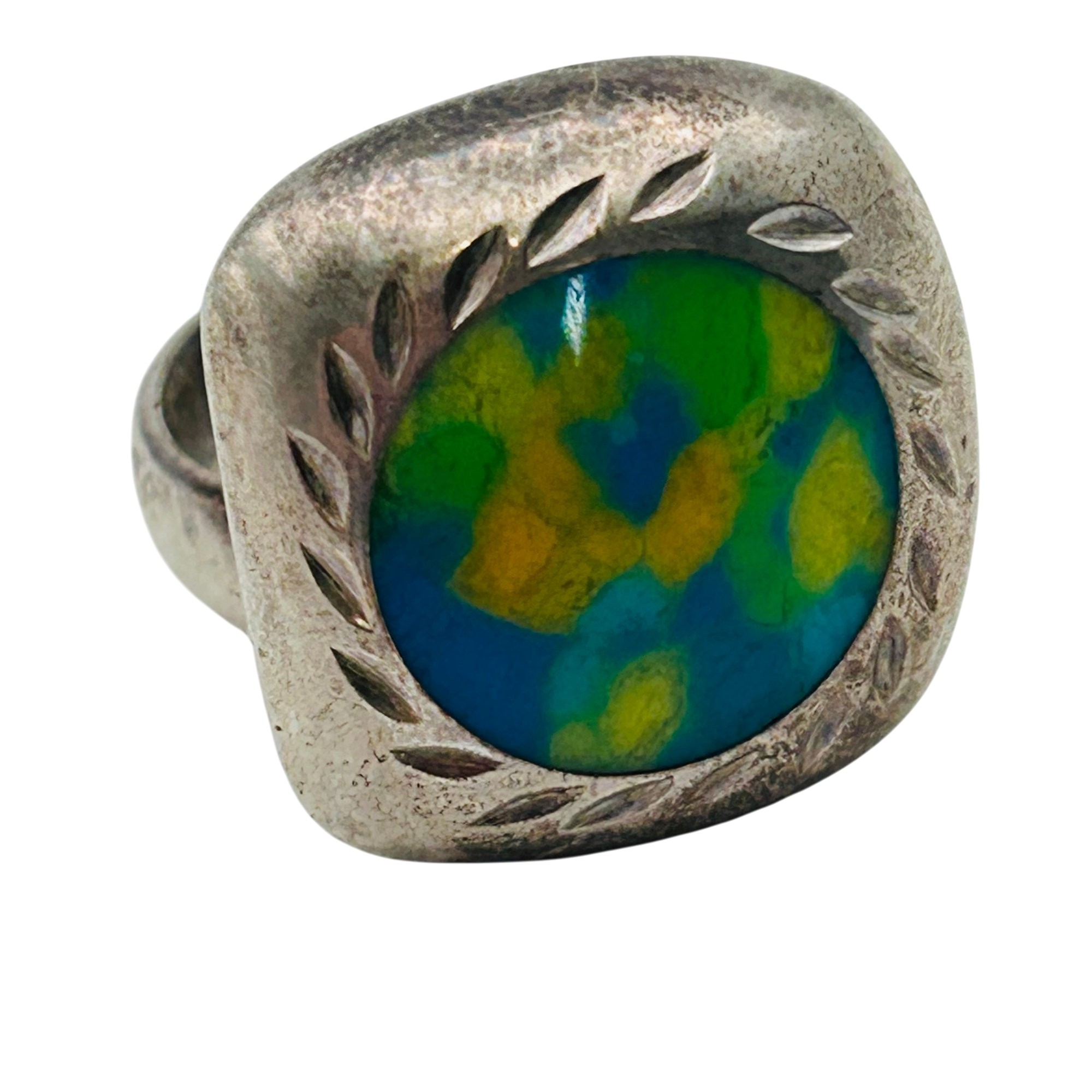 Mexico Sterling Square Ring Sz 7