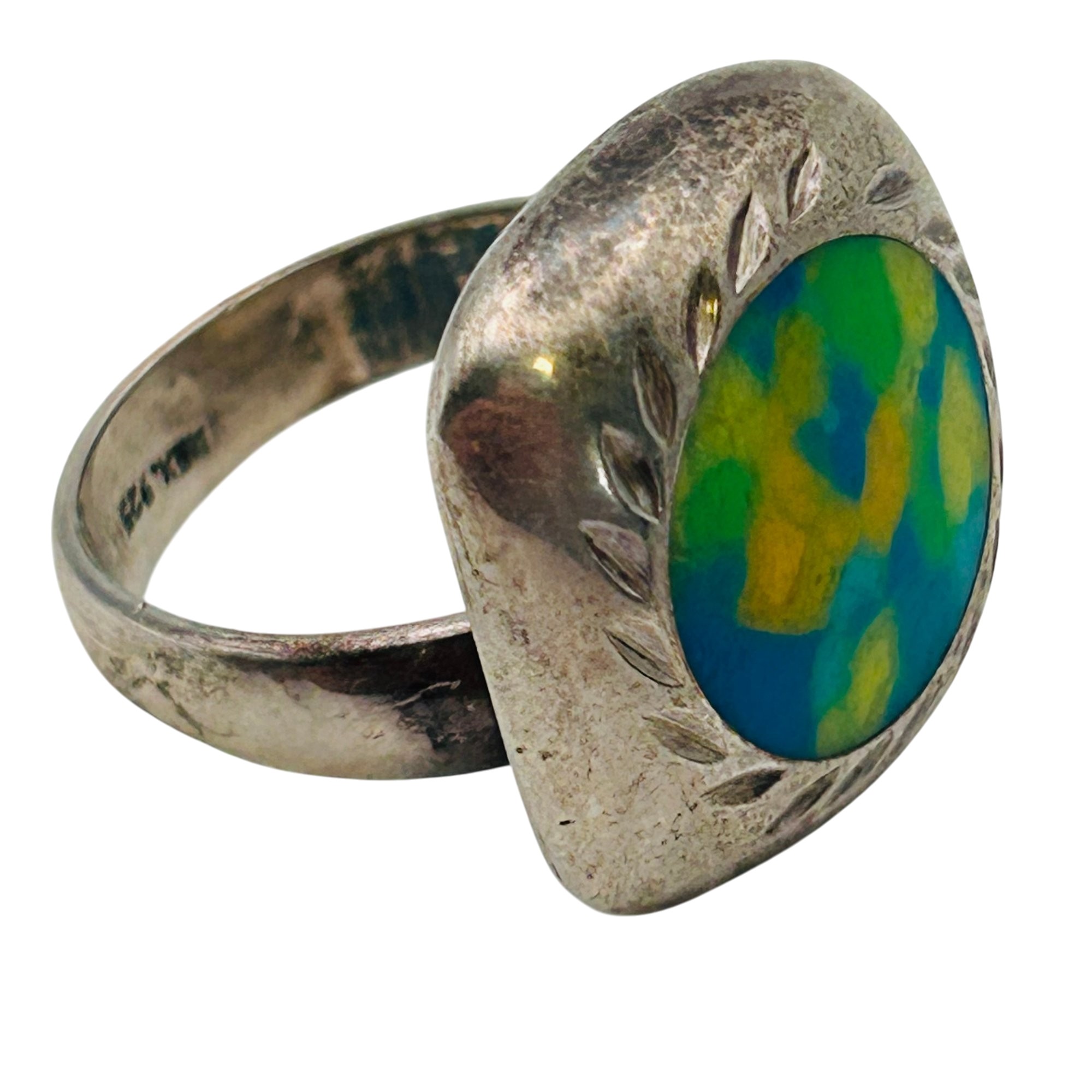 Mexico Sterling Square Ring Sz 7