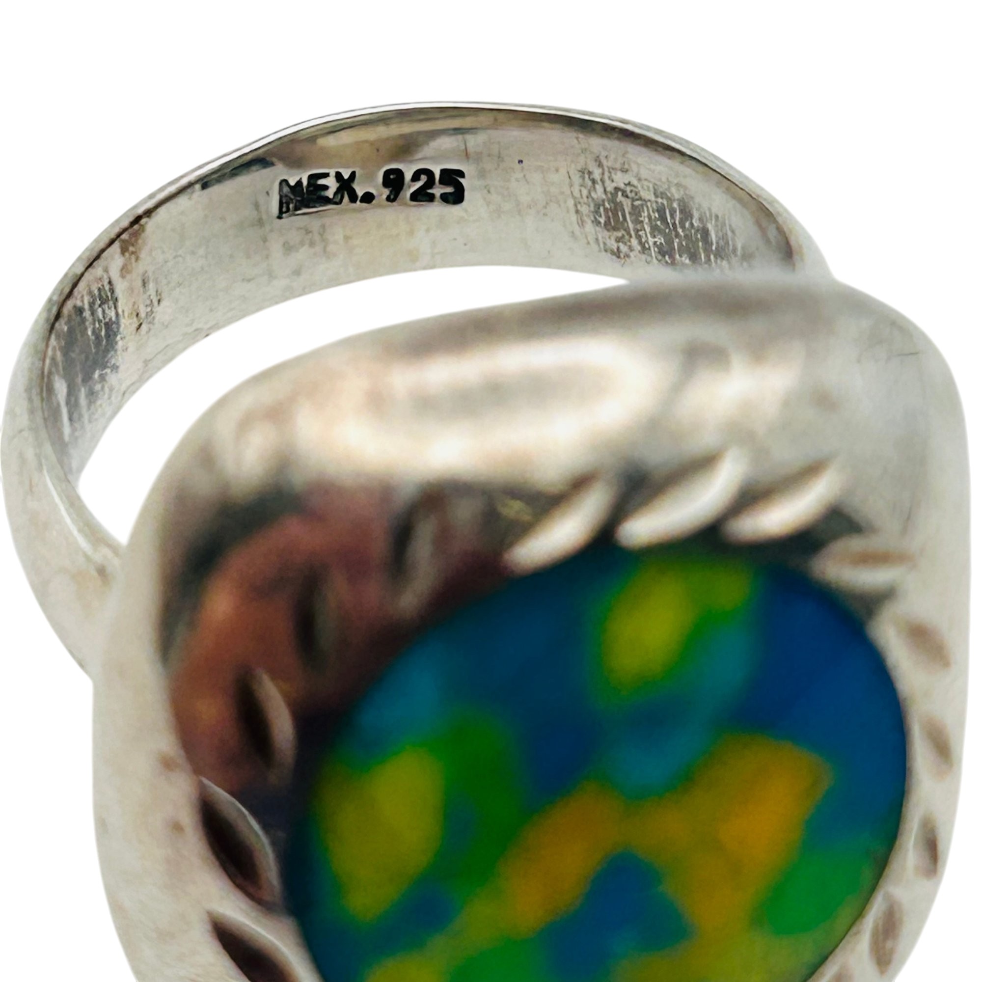 Mexico Sterling Square Ring Sz 7