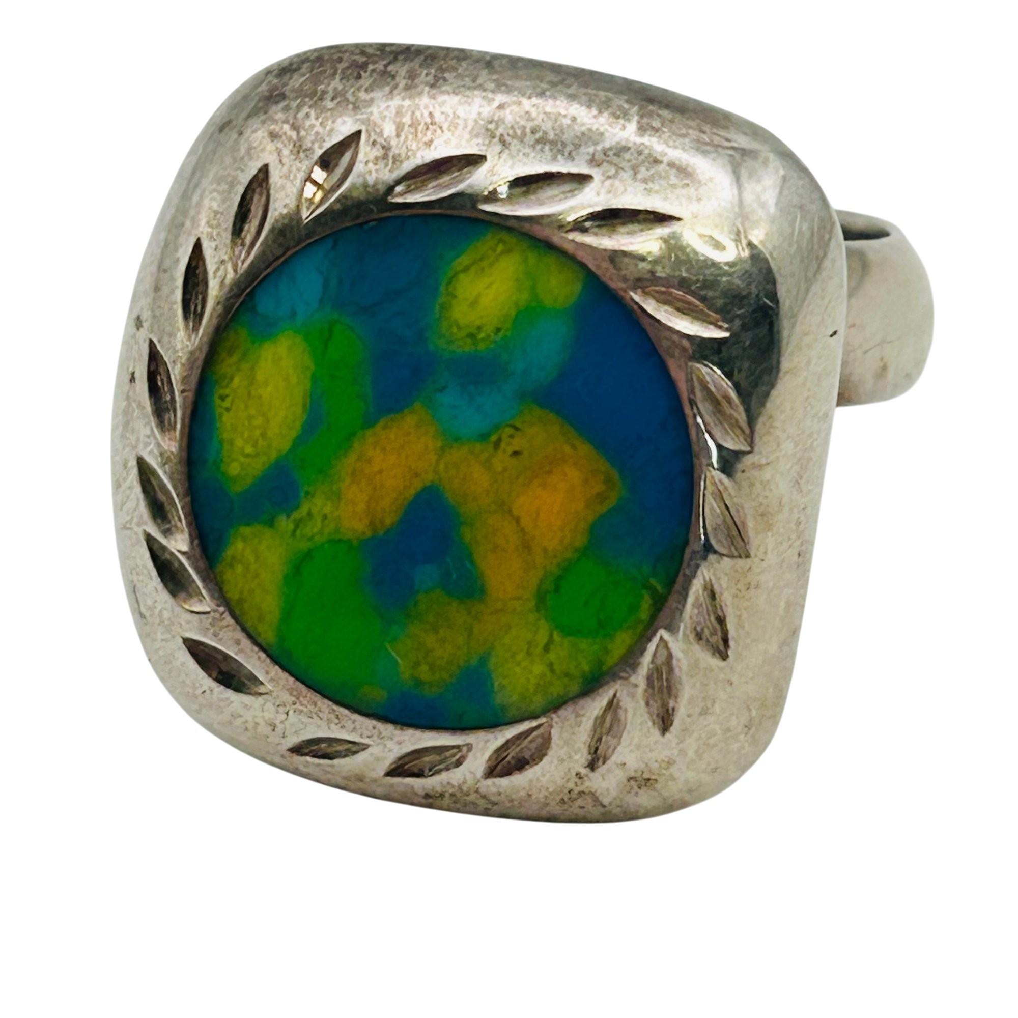Mexico Sterling Square Ring Sz 7