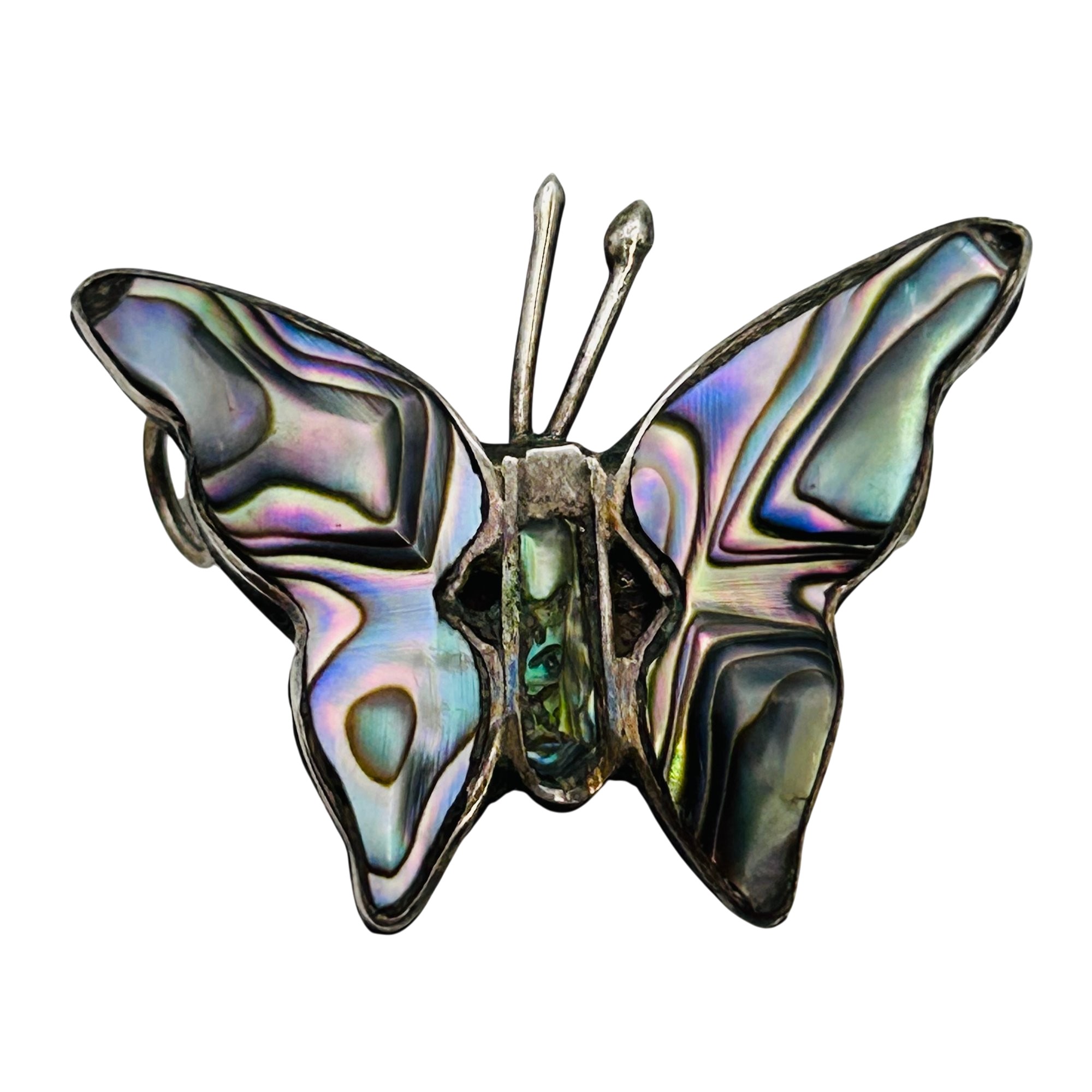 Mexico Sterling Abalone Butterfly Pendant