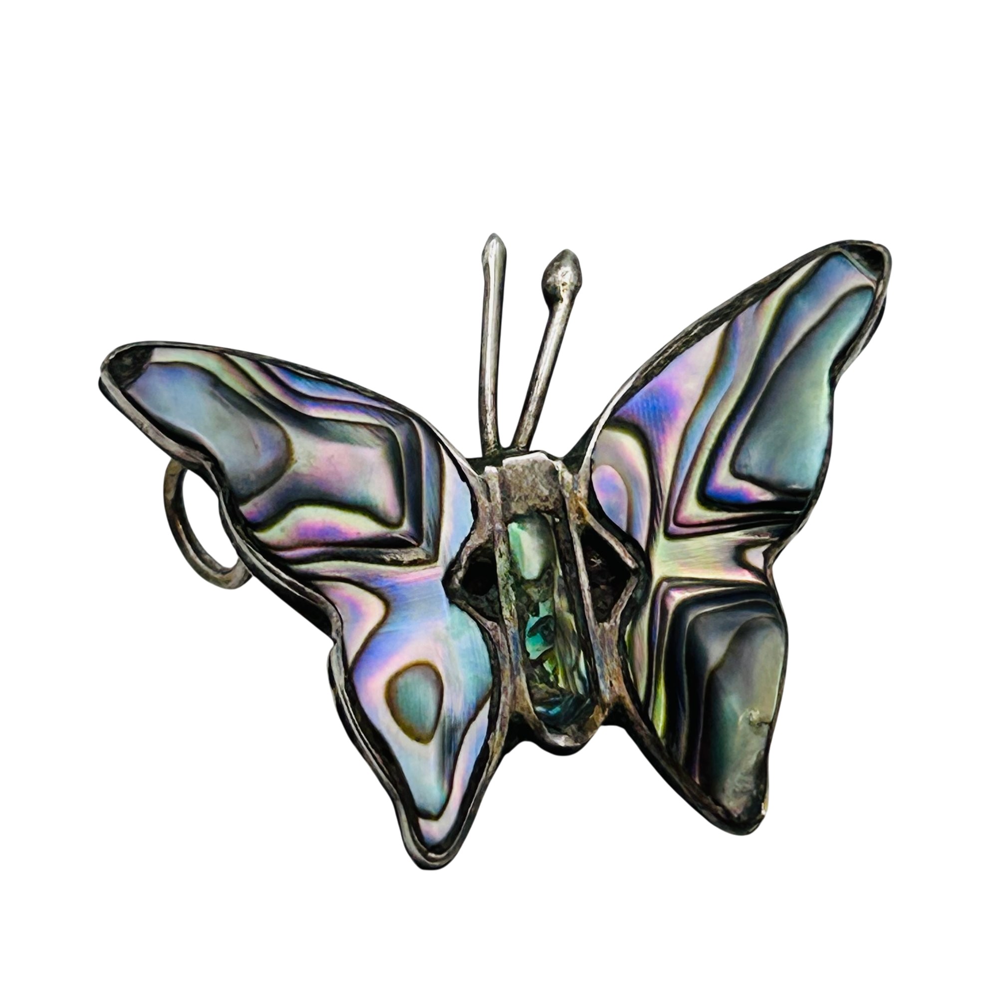 Mexico Sterling Abalone Butterfly Pendant