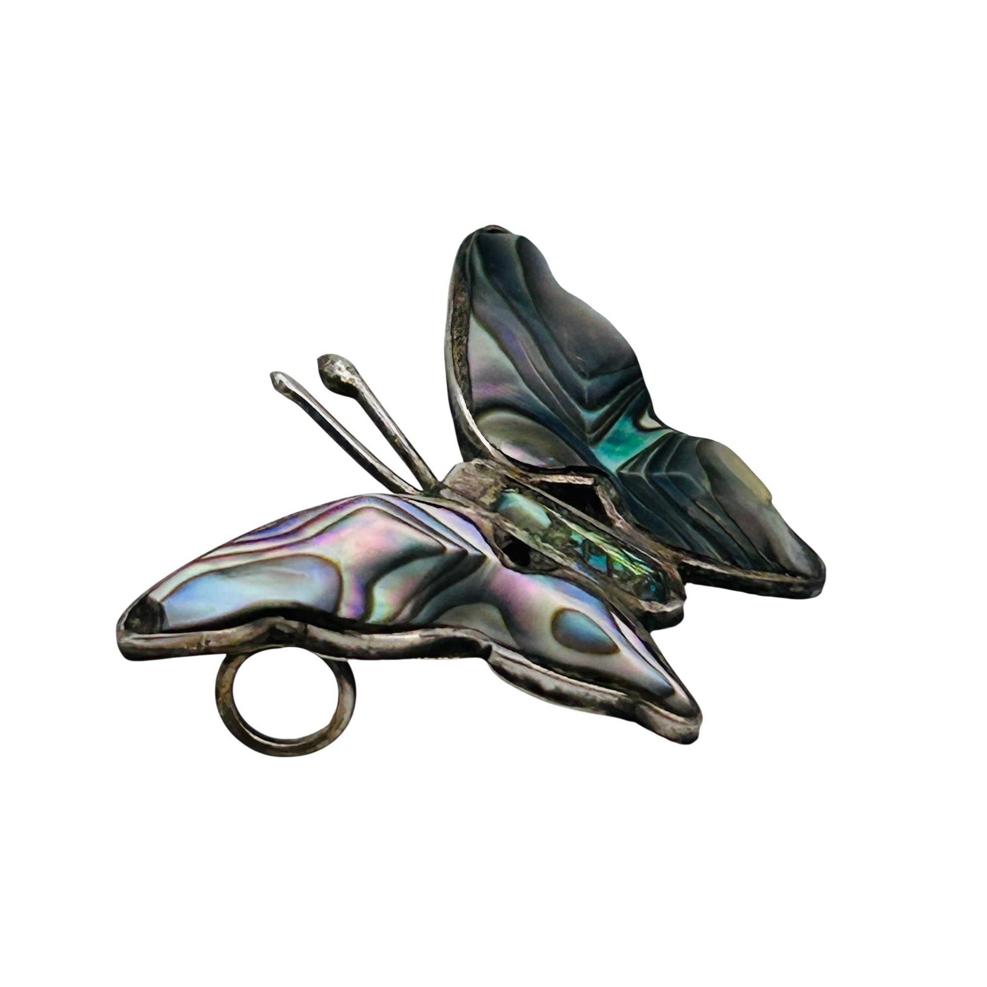 Mexico Sterling Abalone Butterfly Pendant