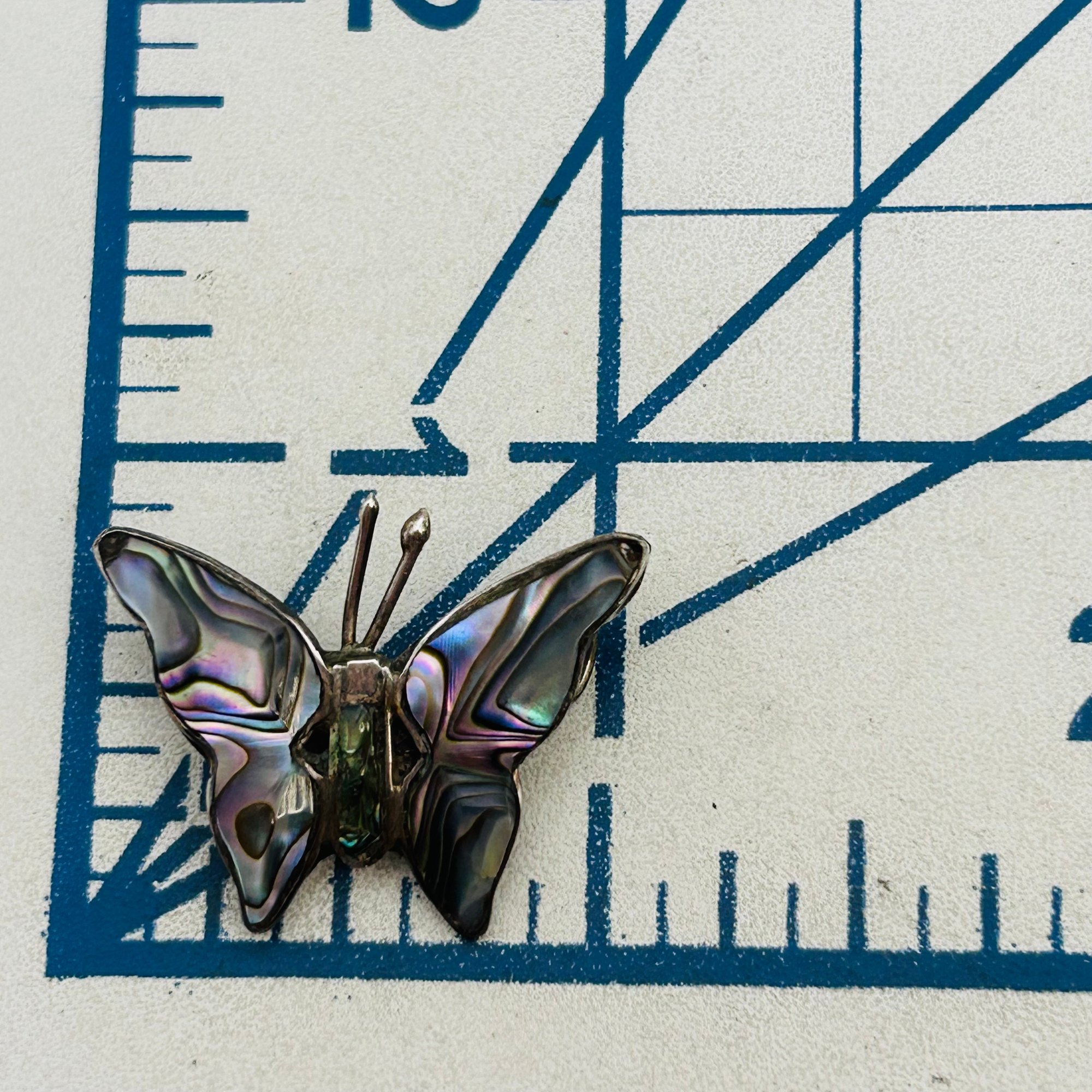 Mexico Sterling Abalone Butterfly Pendant