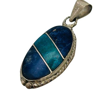 Mexico Sterling Multi-Stone Pendant 5g| Turquoise and Charoite