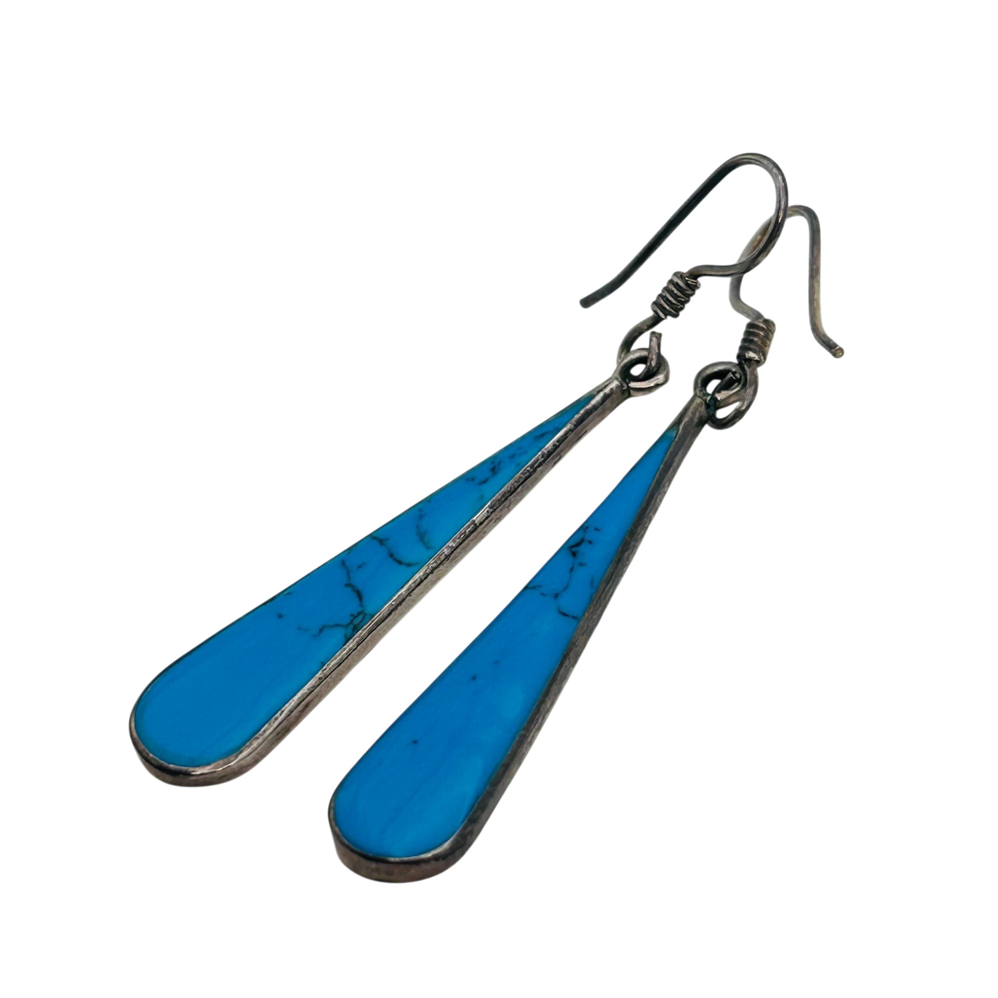 Mexico Sterling Turquoise Teardrop Earrings