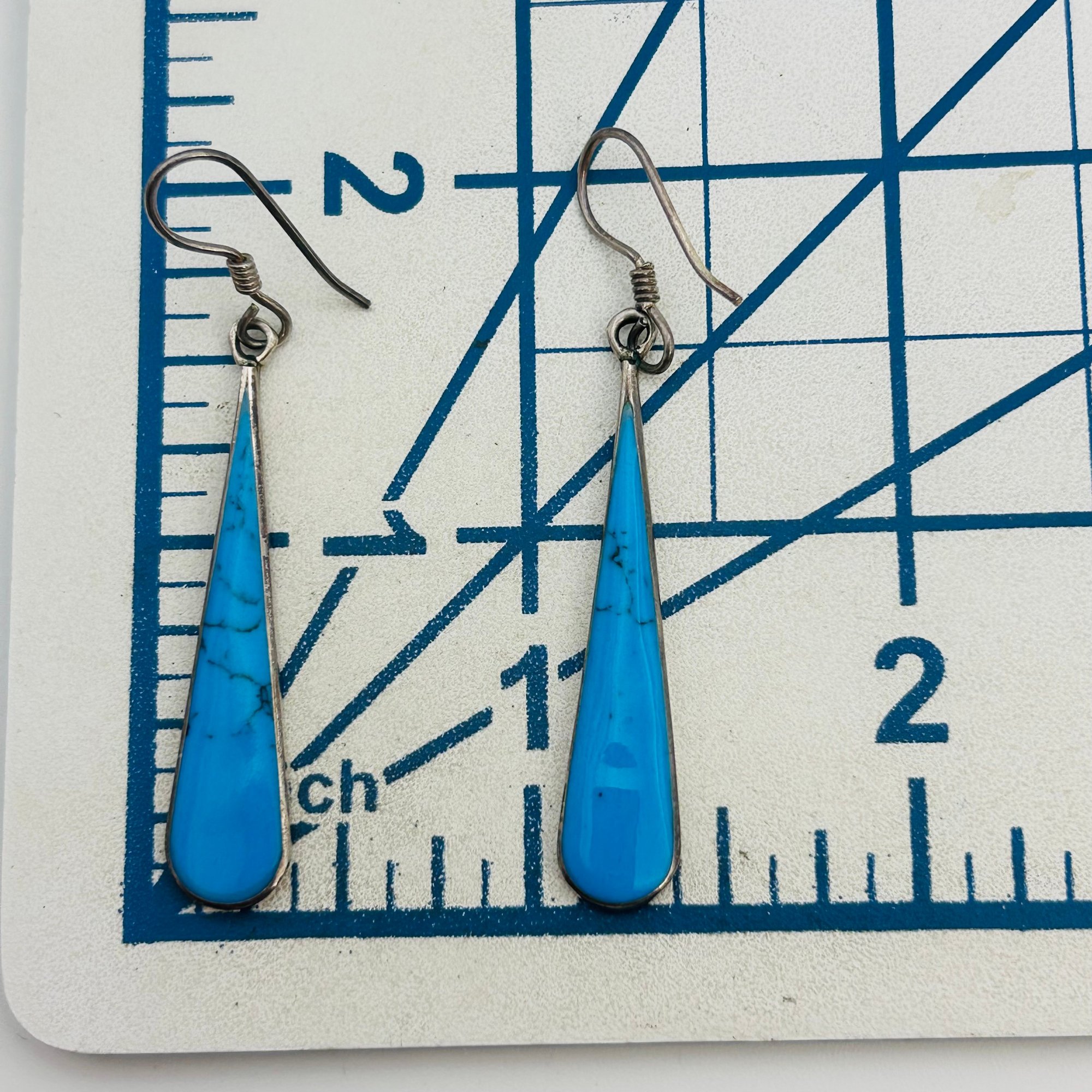Mexico Sterling Turquoise Teardrop Earrings