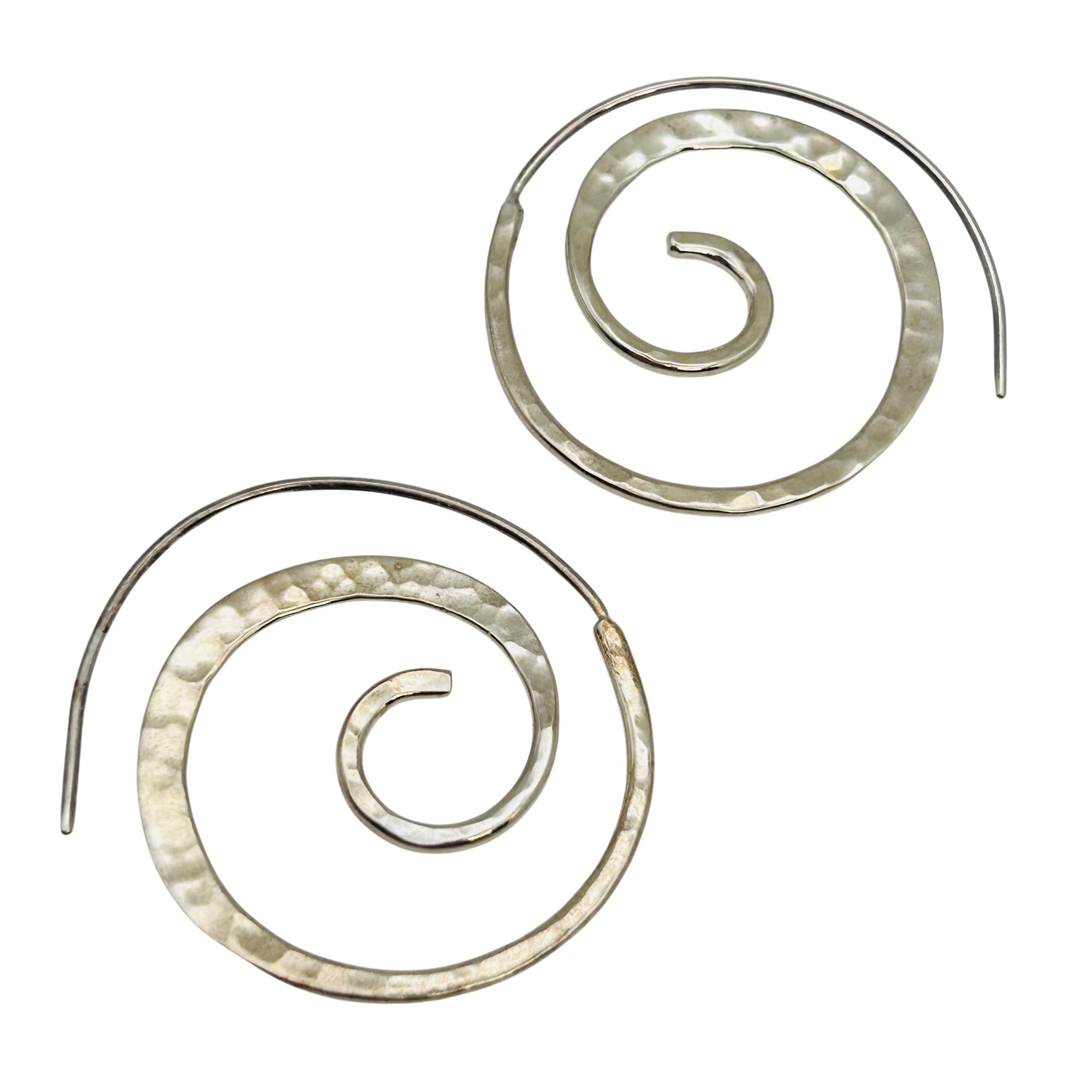 Signed Mexico Sterling Hammered Earrings