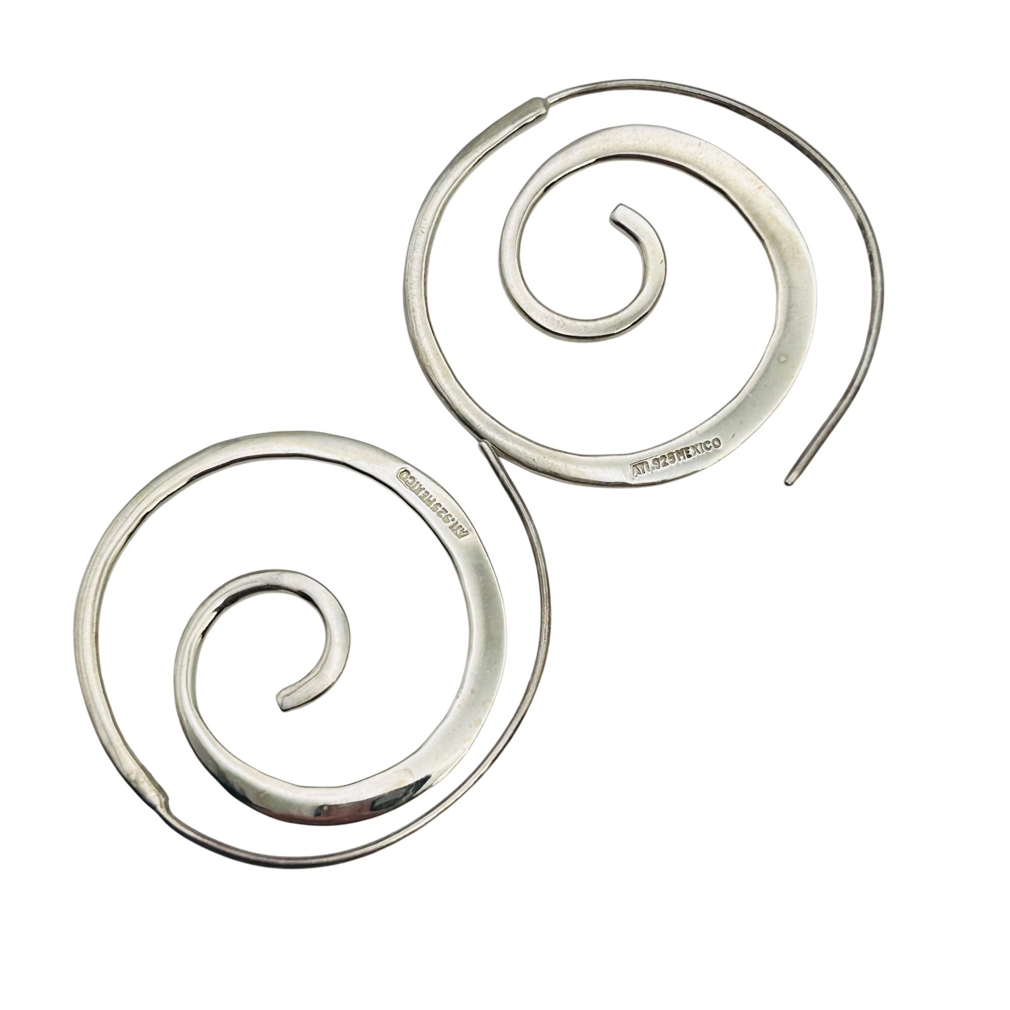 Signed Mexico Sterling Hammered Earrings