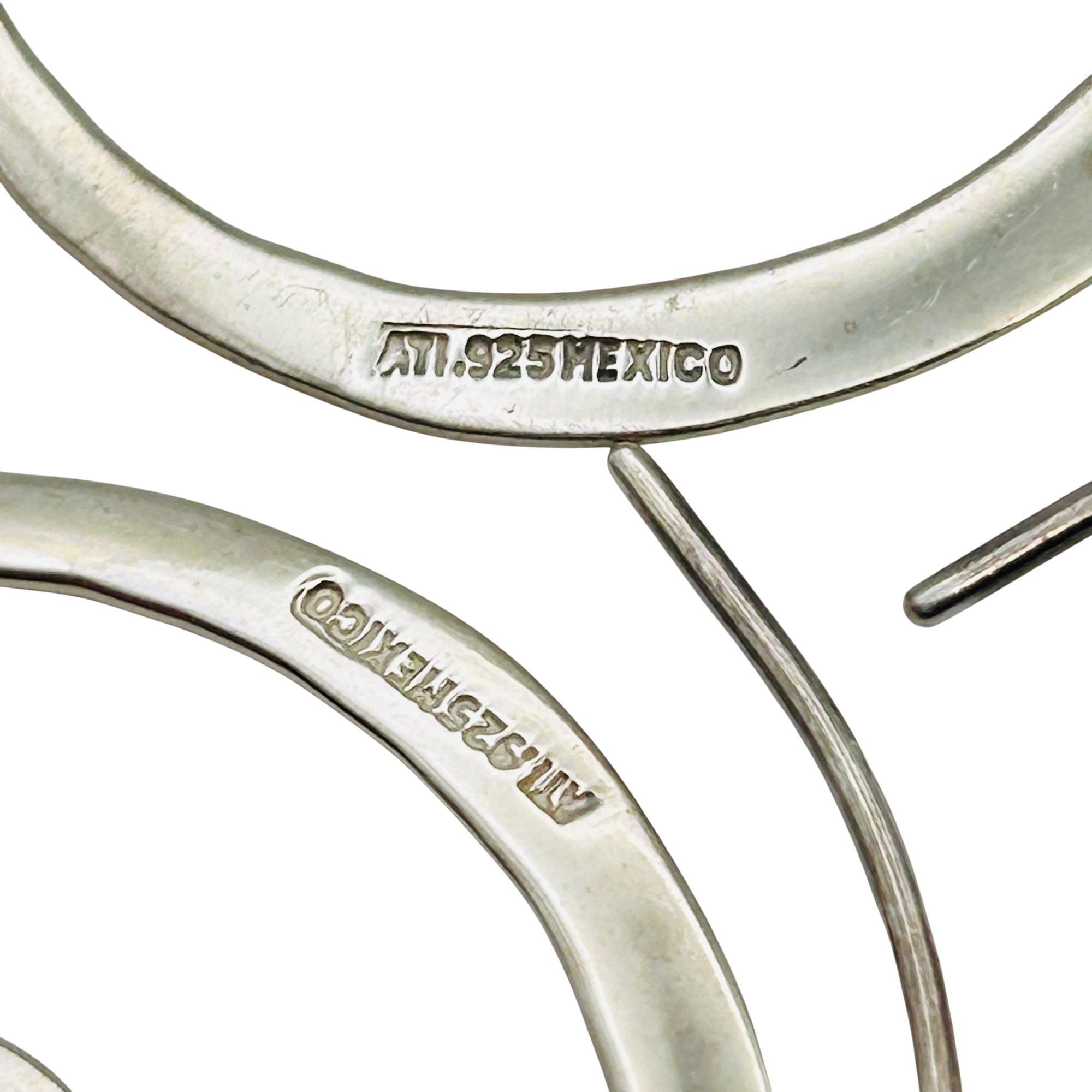 Signed Mexico Sterling Hammered Earrings