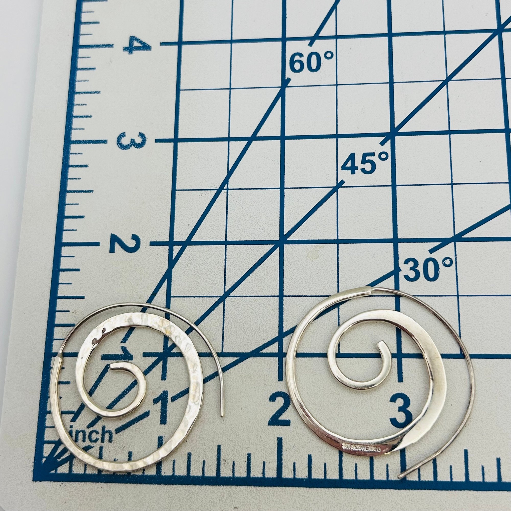 Signed Mexico Sterling Hammered Earrings