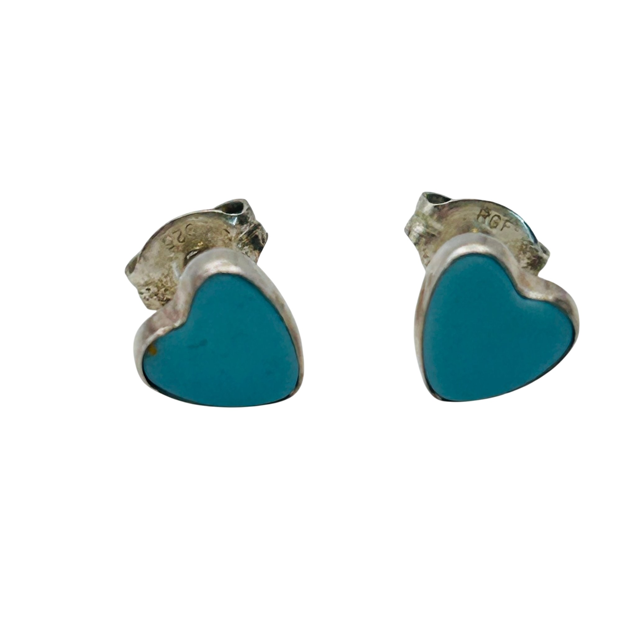 Native Sterling Turquoise Heart Earrings