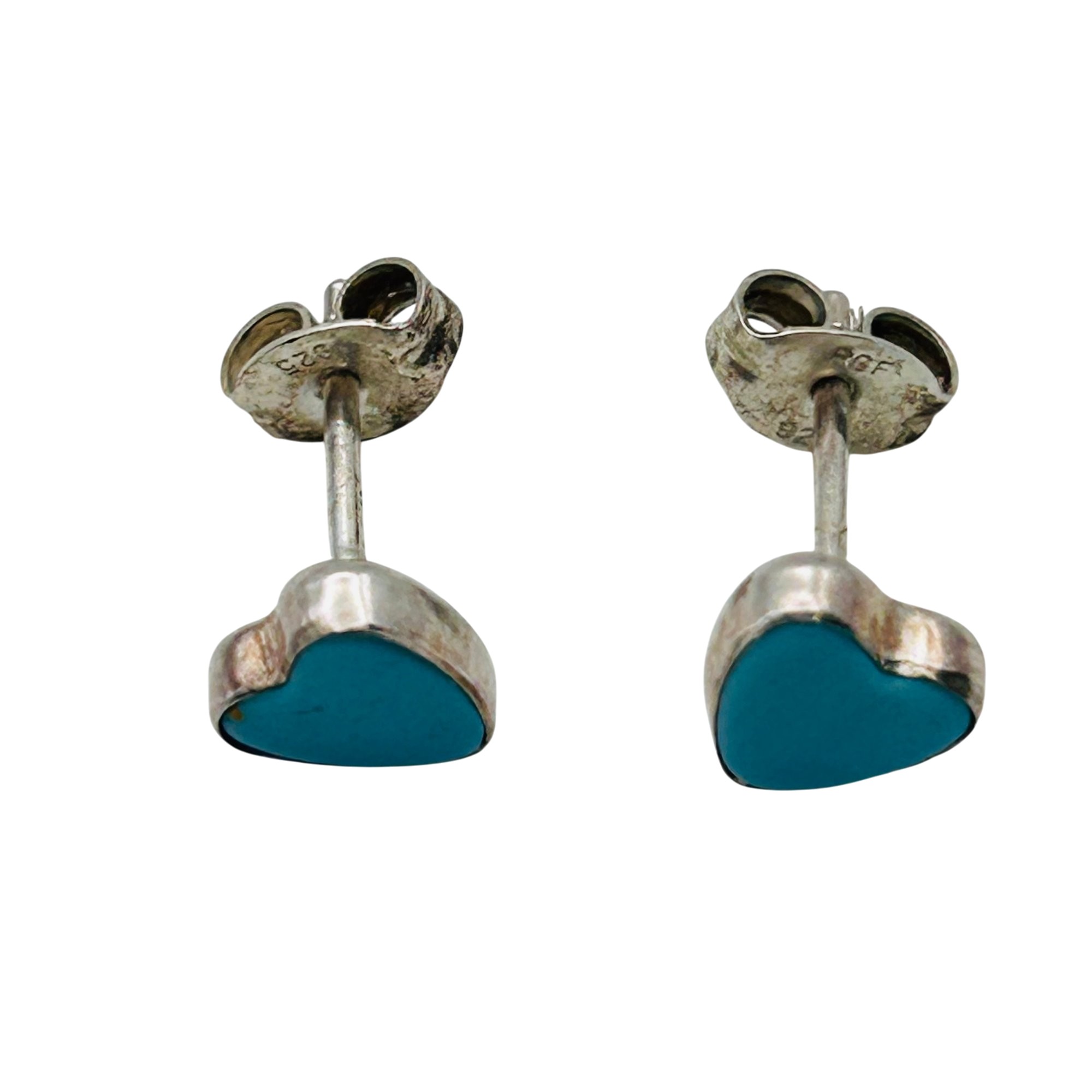 Native Sterling Turquoise Heart Earrings