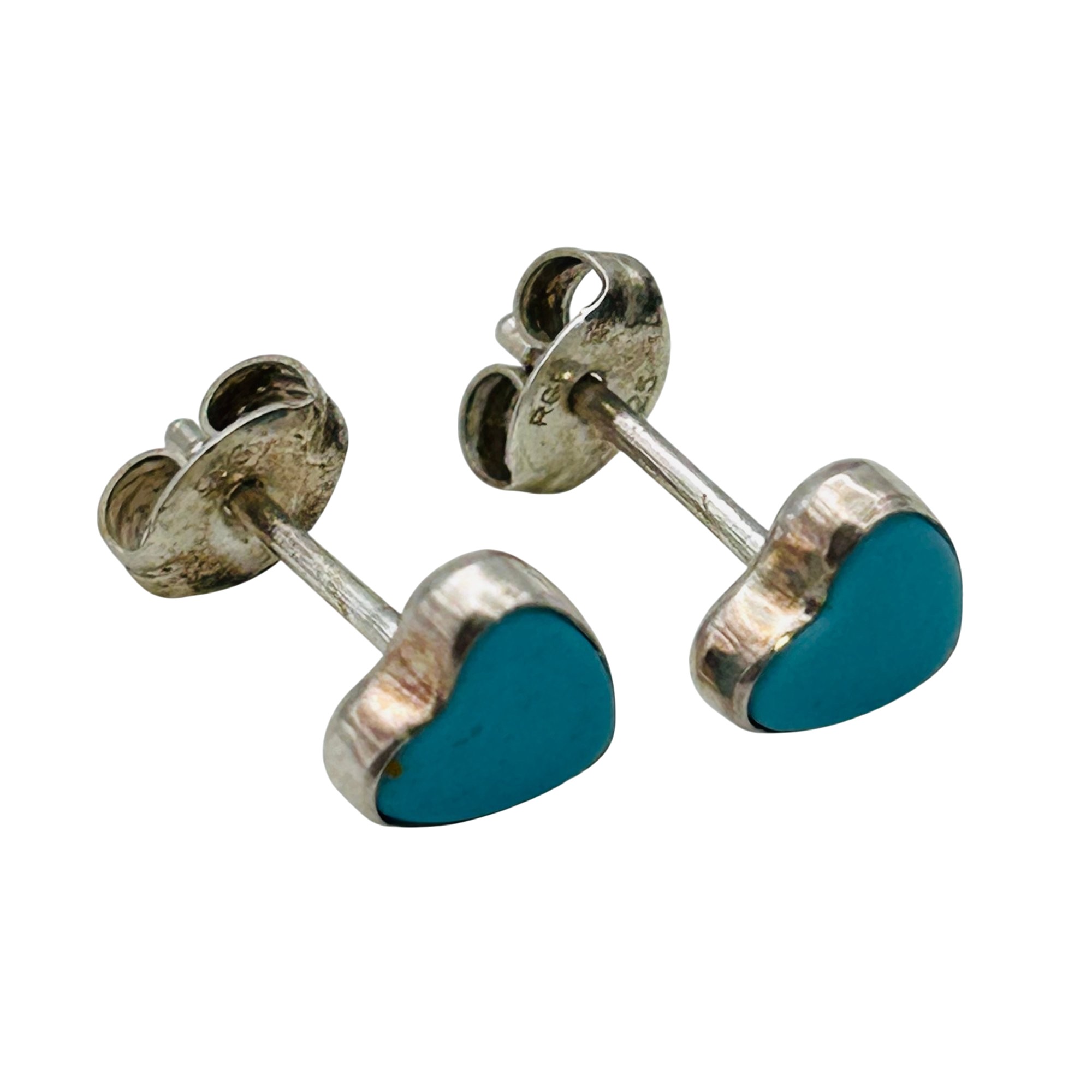Native Sterling Turquoise Heart Earrings