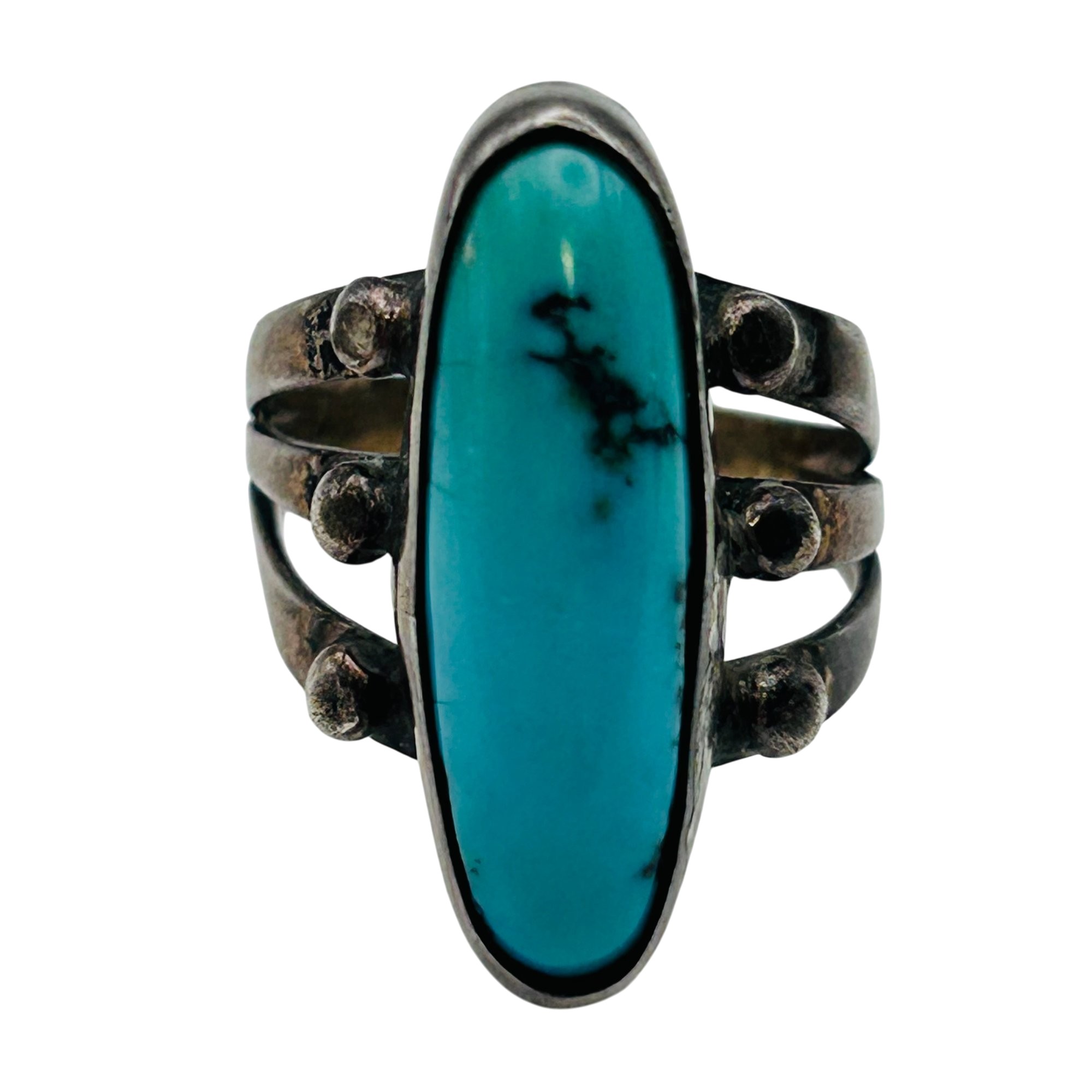 Native Sterling Turquoise Ring Sz 5