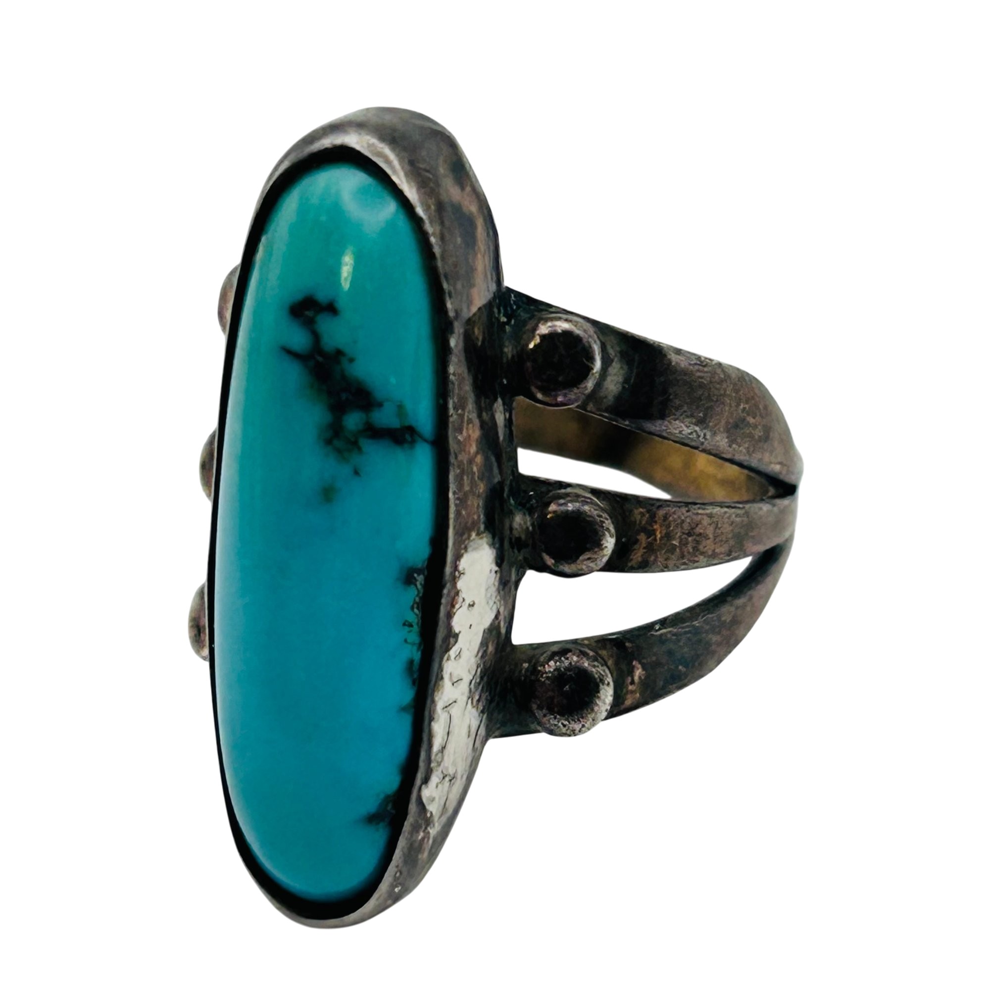 Native Sterling Turquoise Ring Sz 5