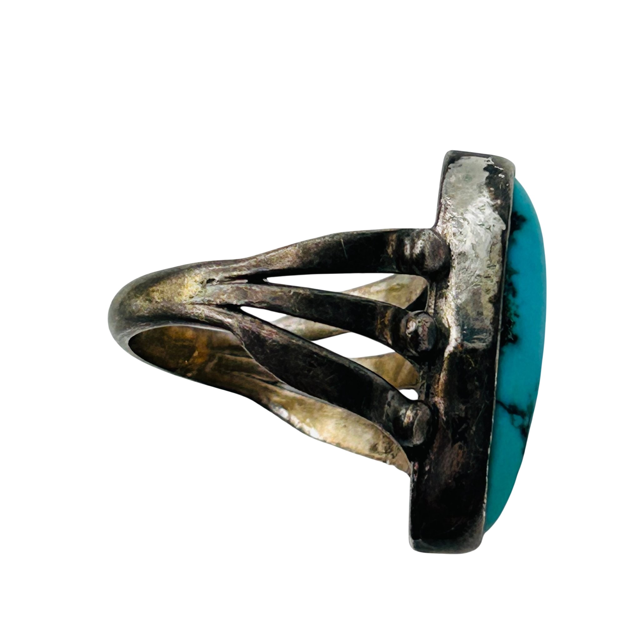 Native Sterling Turquoise Ring Sz 5