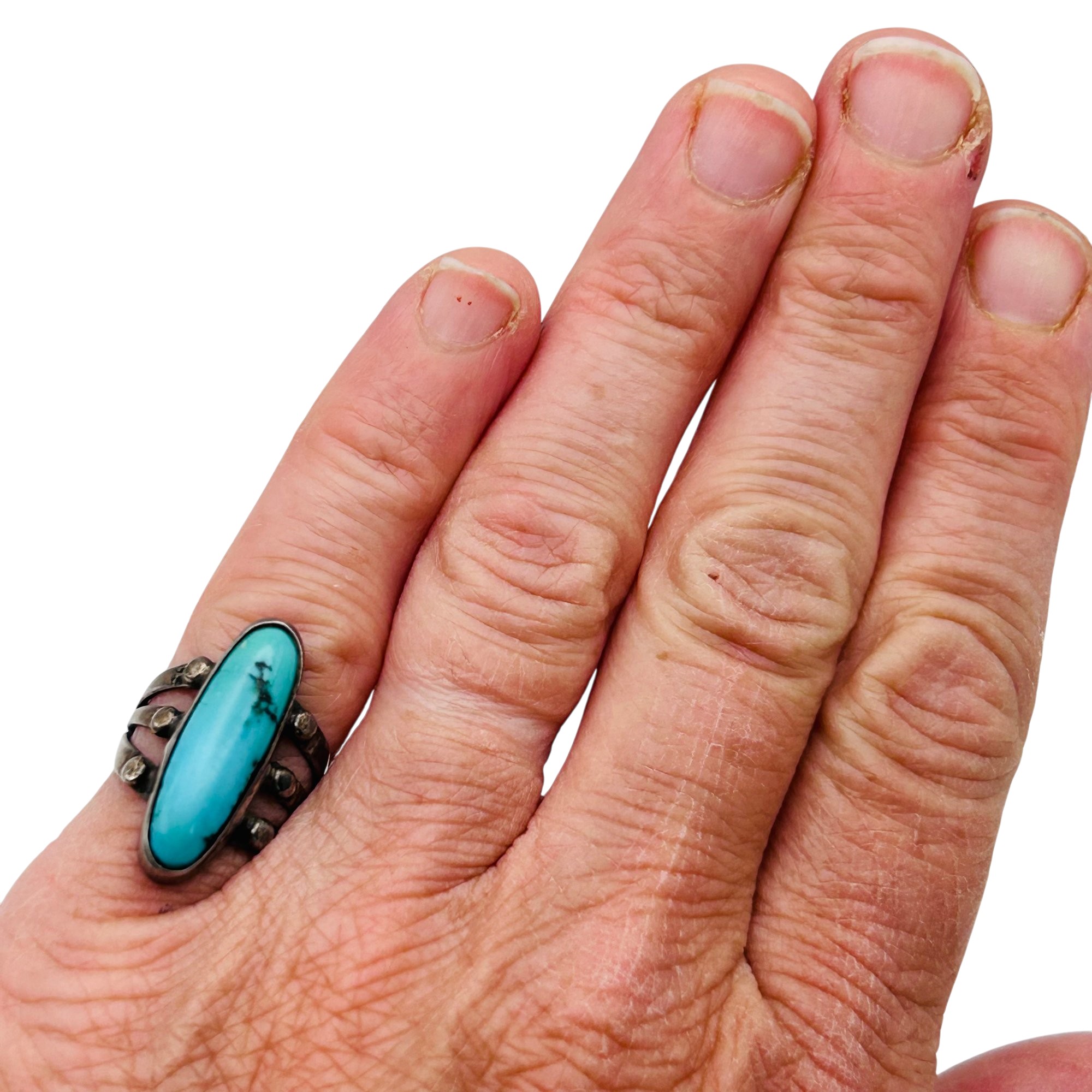 Native Sterling Turquoise Ring Sz 5