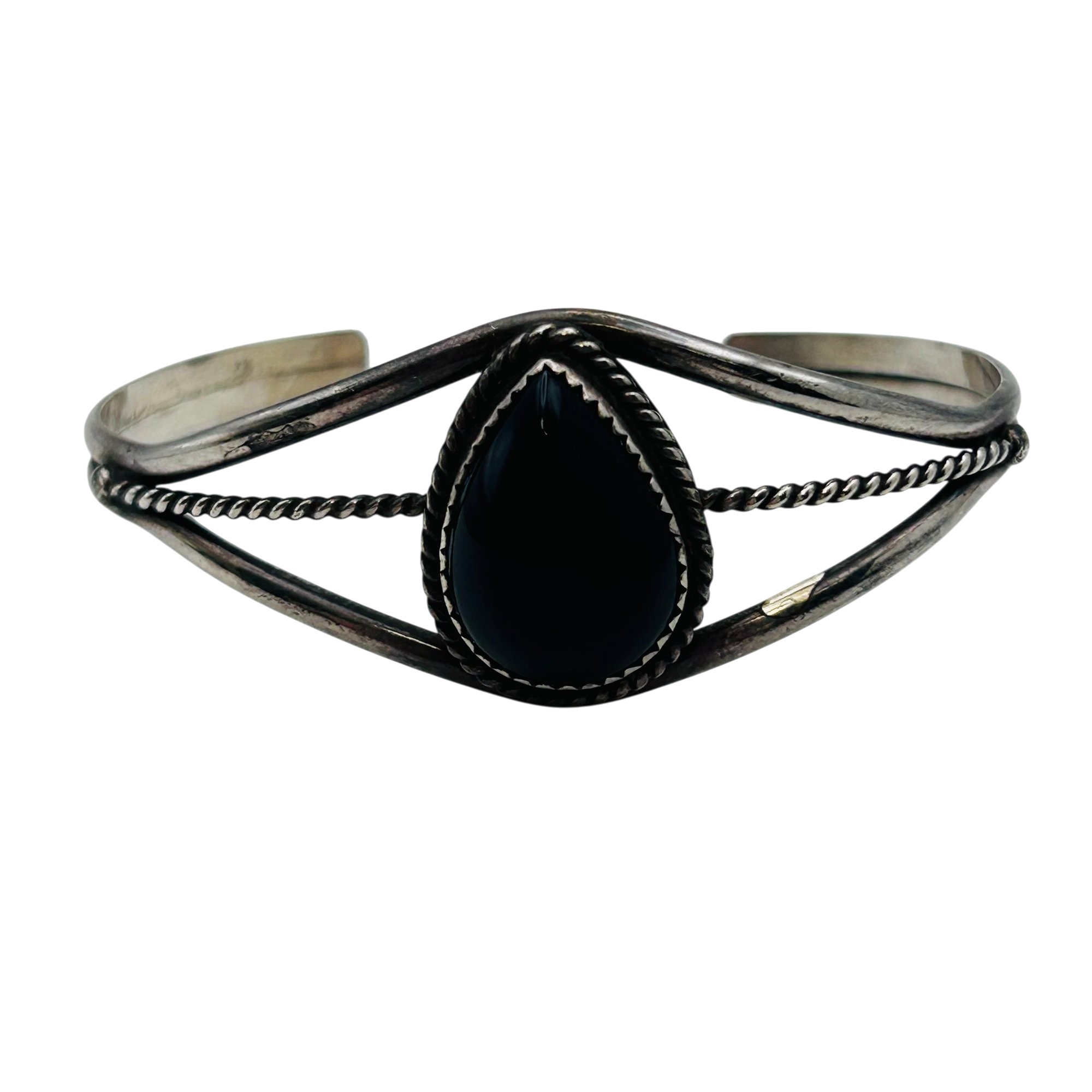 Navajo Sterling Onyx Cuff Bracelet