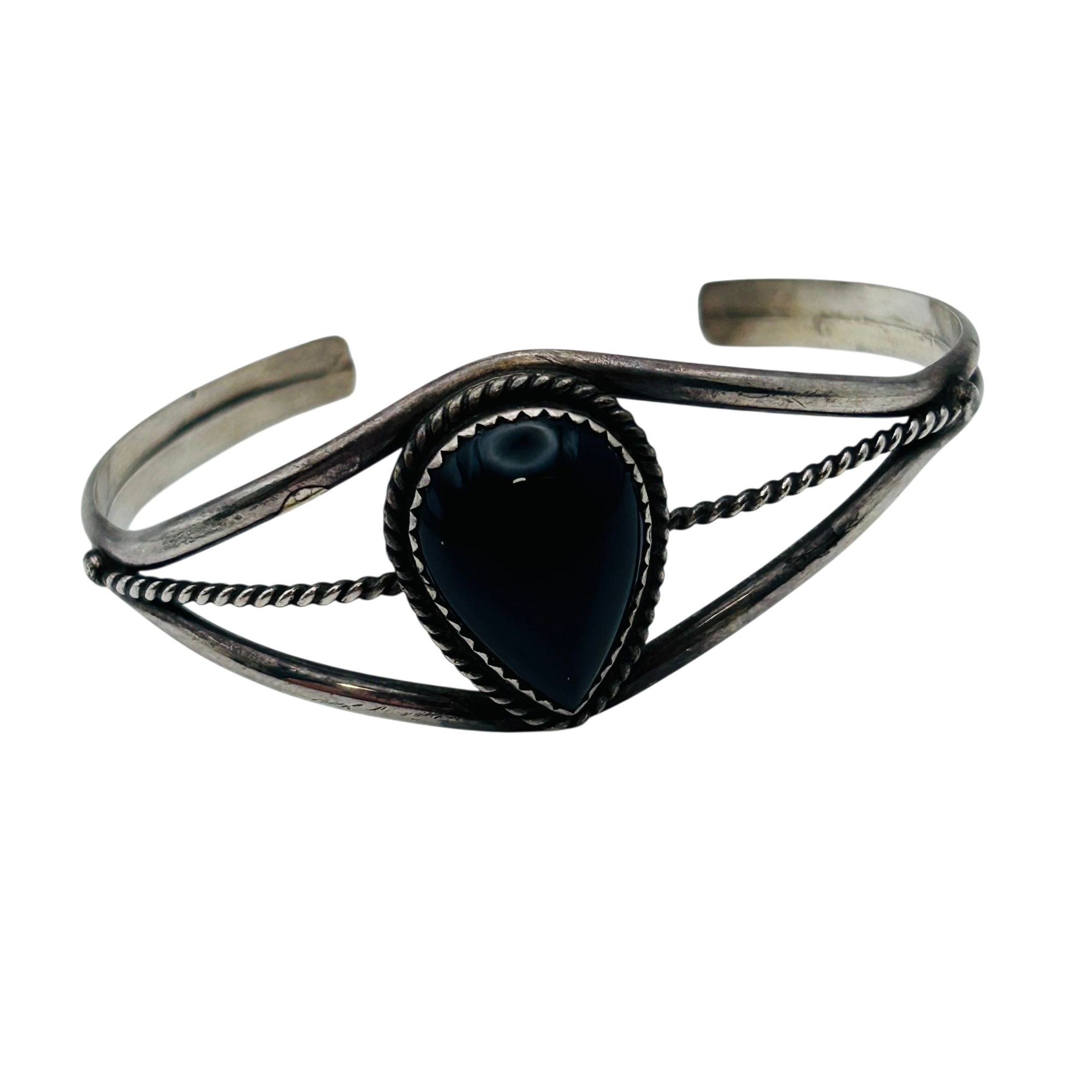Navajo Sterling Onyx Cuff Bracelet