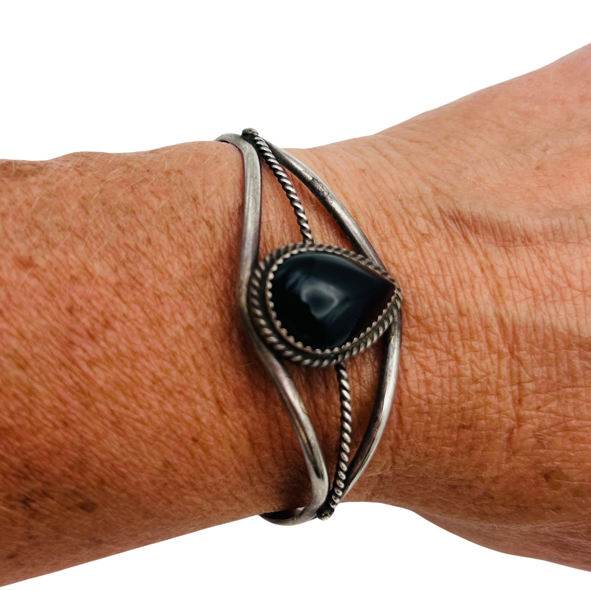 Navajo Sterling Onyx Cuff Bracelet