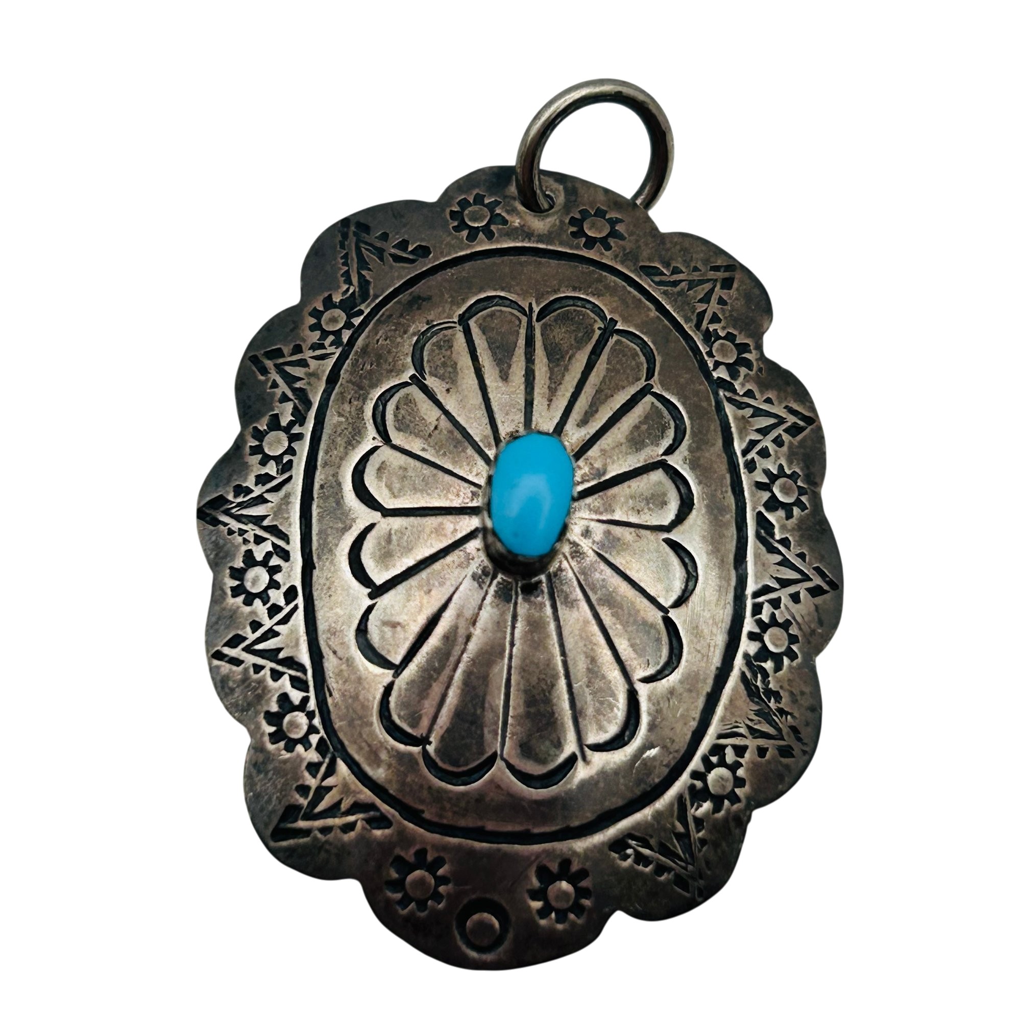 Vintage Native Sterling Turquoise Pendant