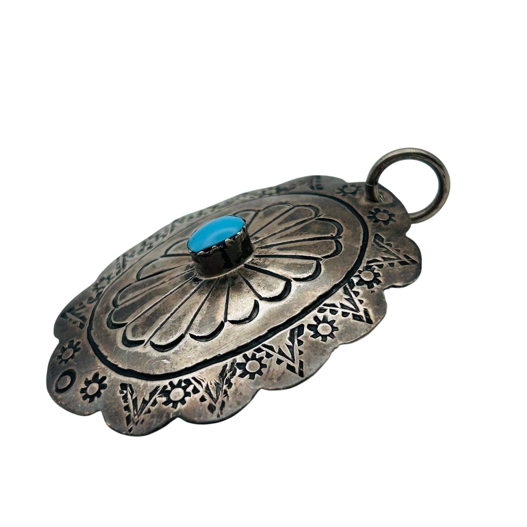 Vintage Native Sterling Turquoise Pendant