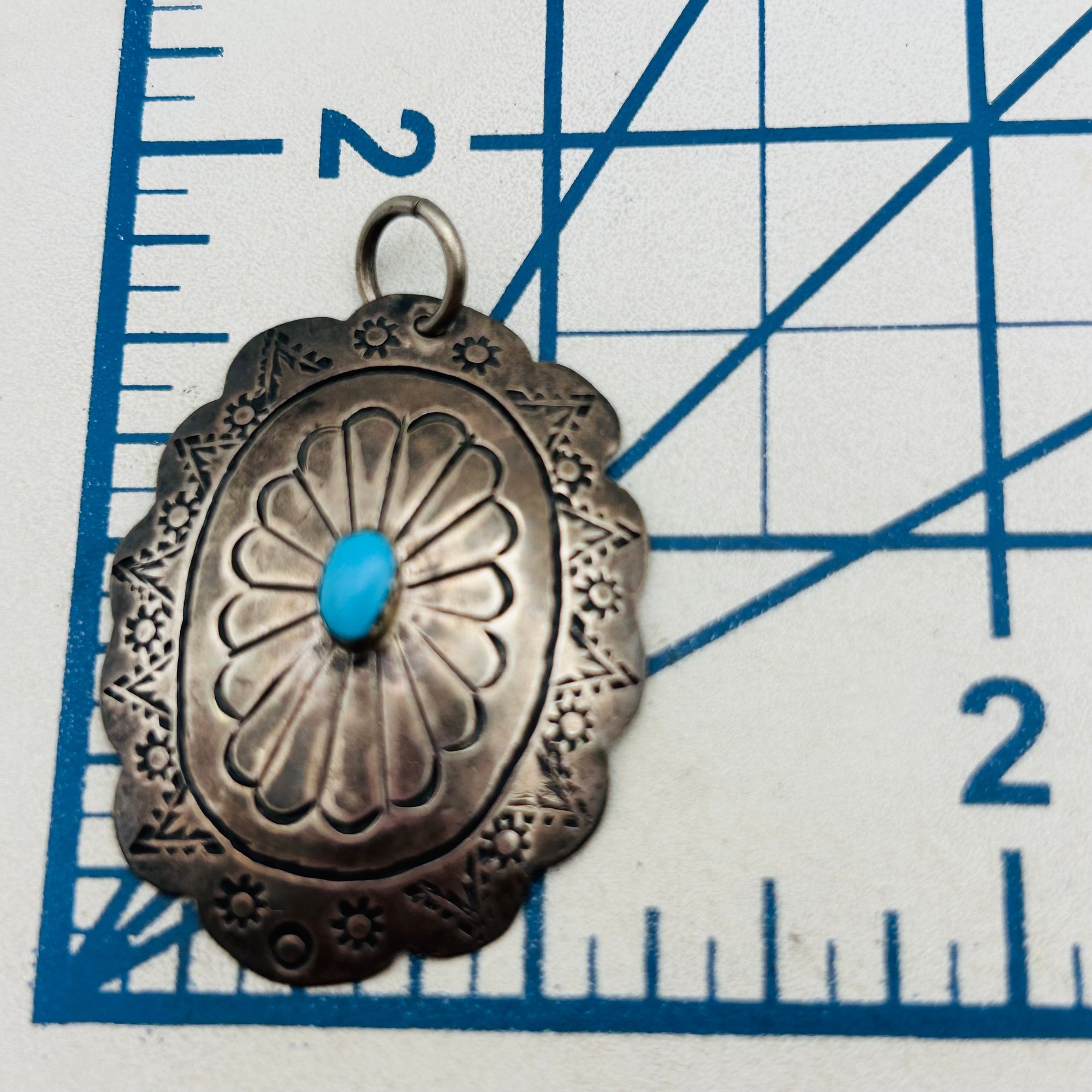 Vintage Native Sterling Turquoise Pendant