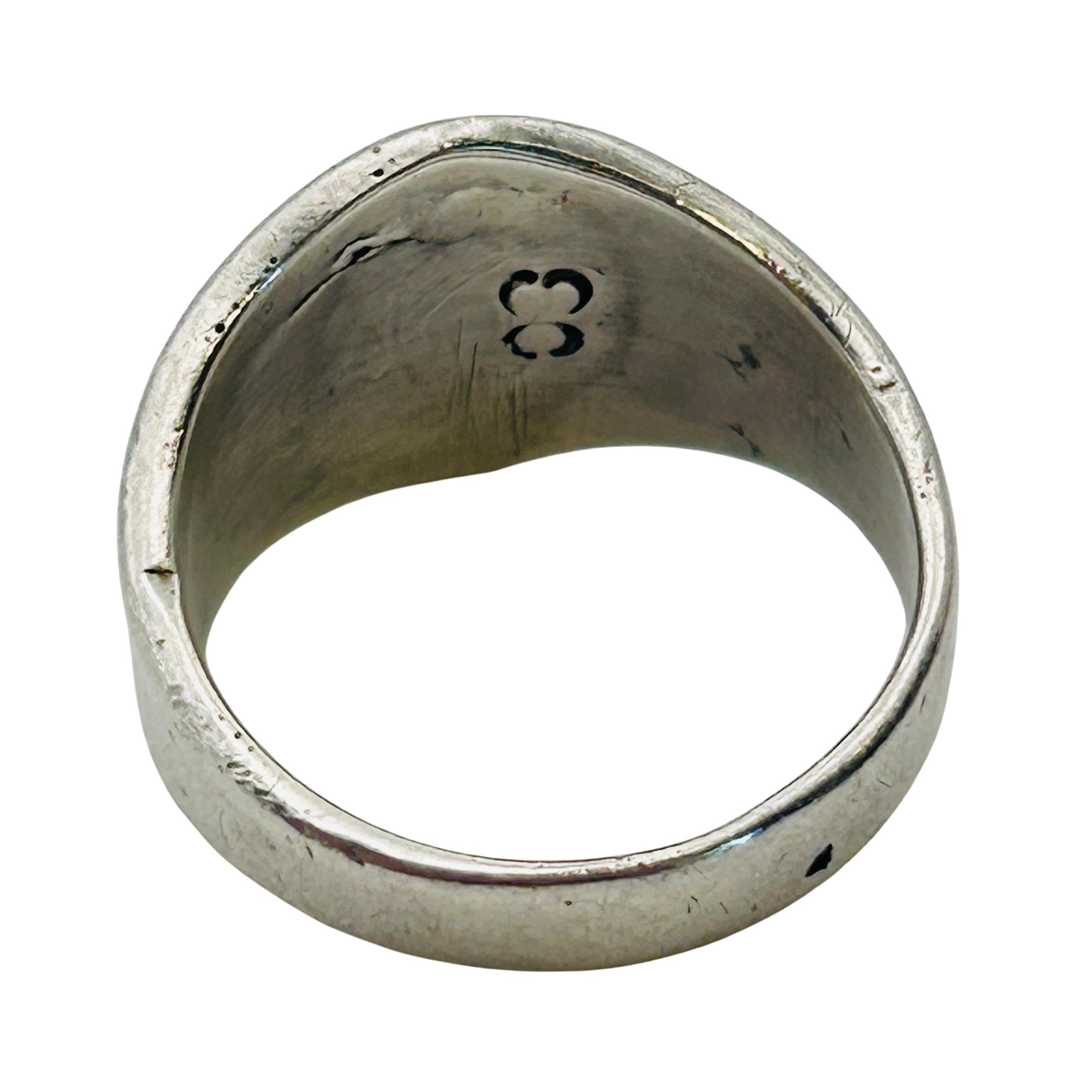 Signed Native Sterling Crushed Stone Ring Sz 7