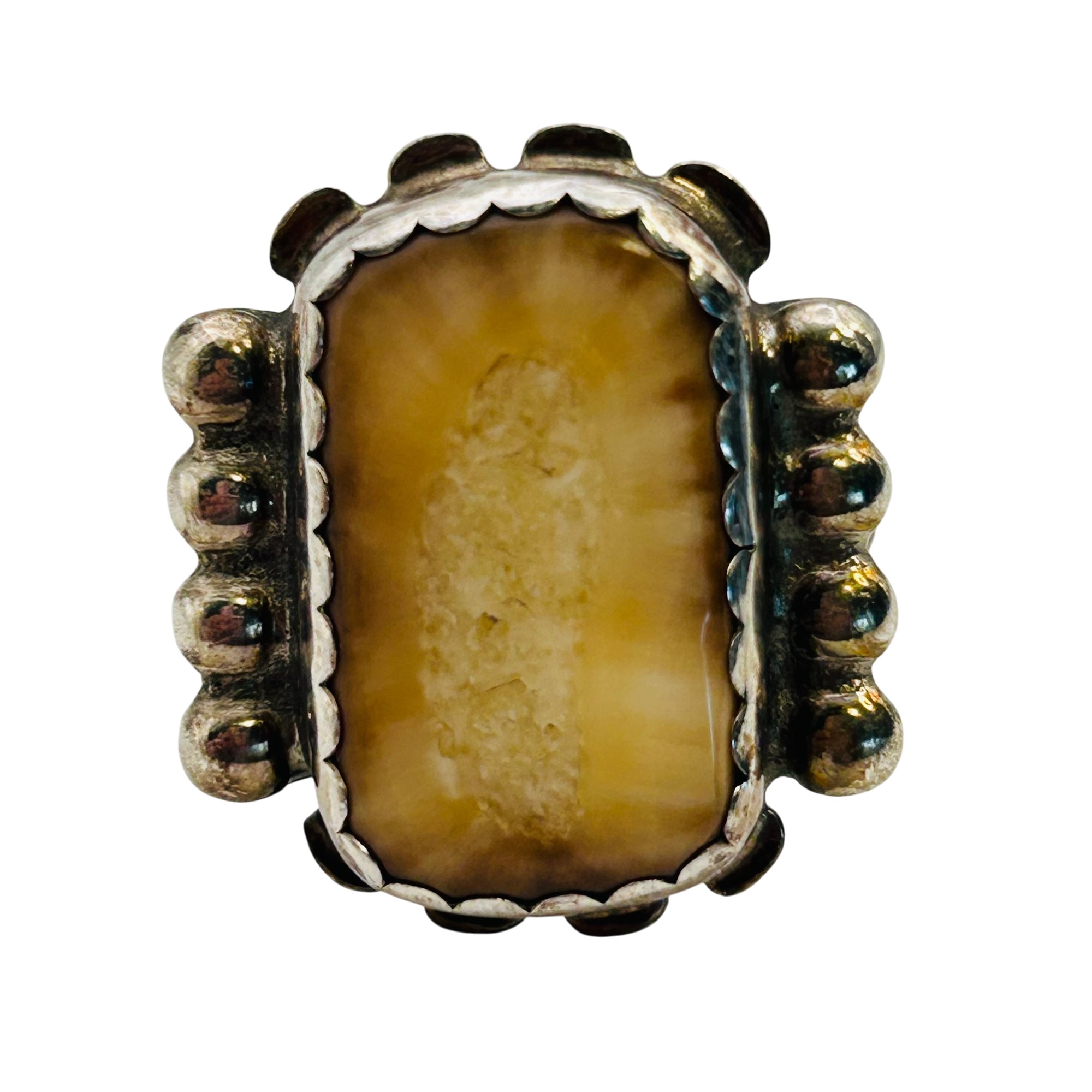Vintage Signed Native Sterling Stone Ring Sz 9