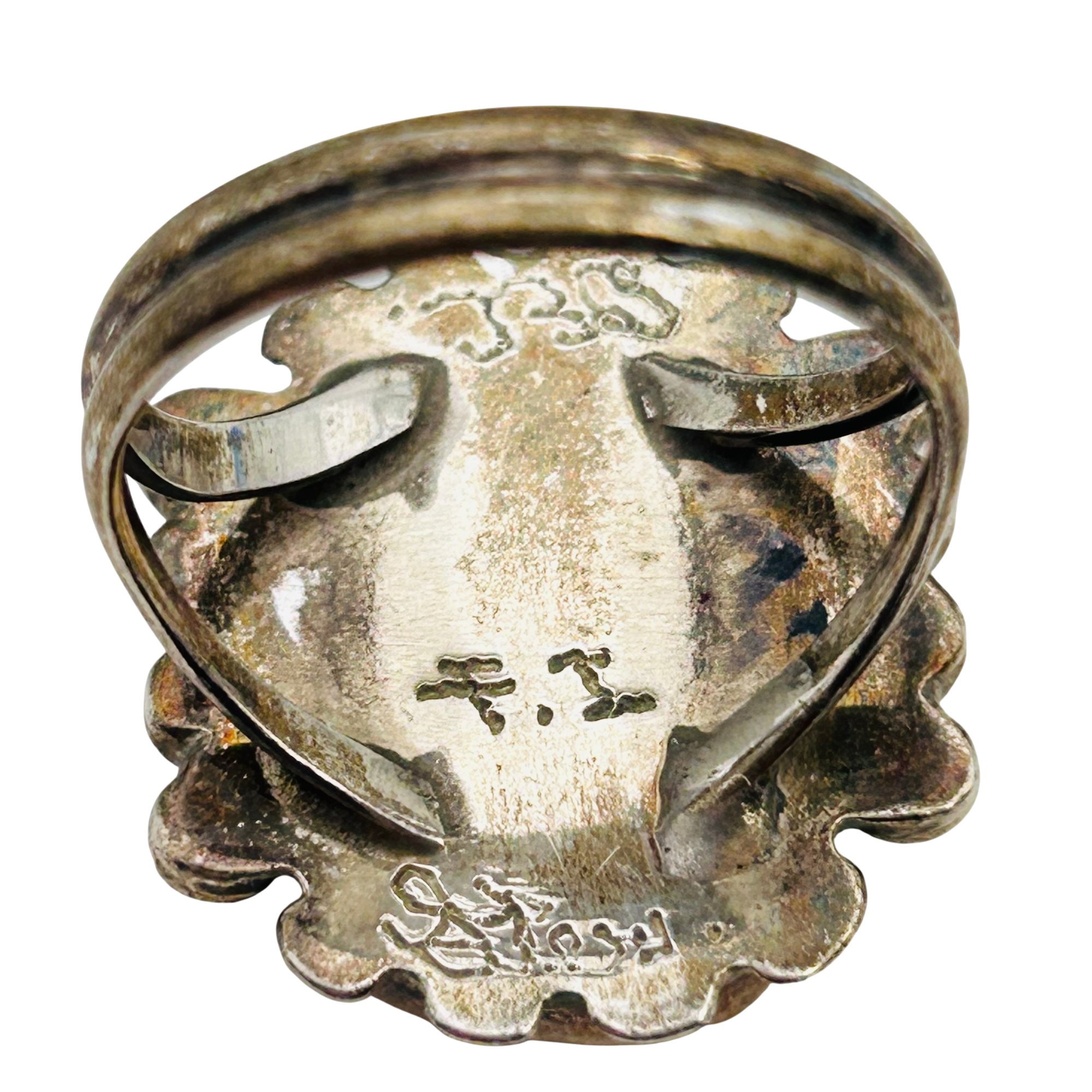 Vintage Signed Native Sterling Stone Ring Sz 9