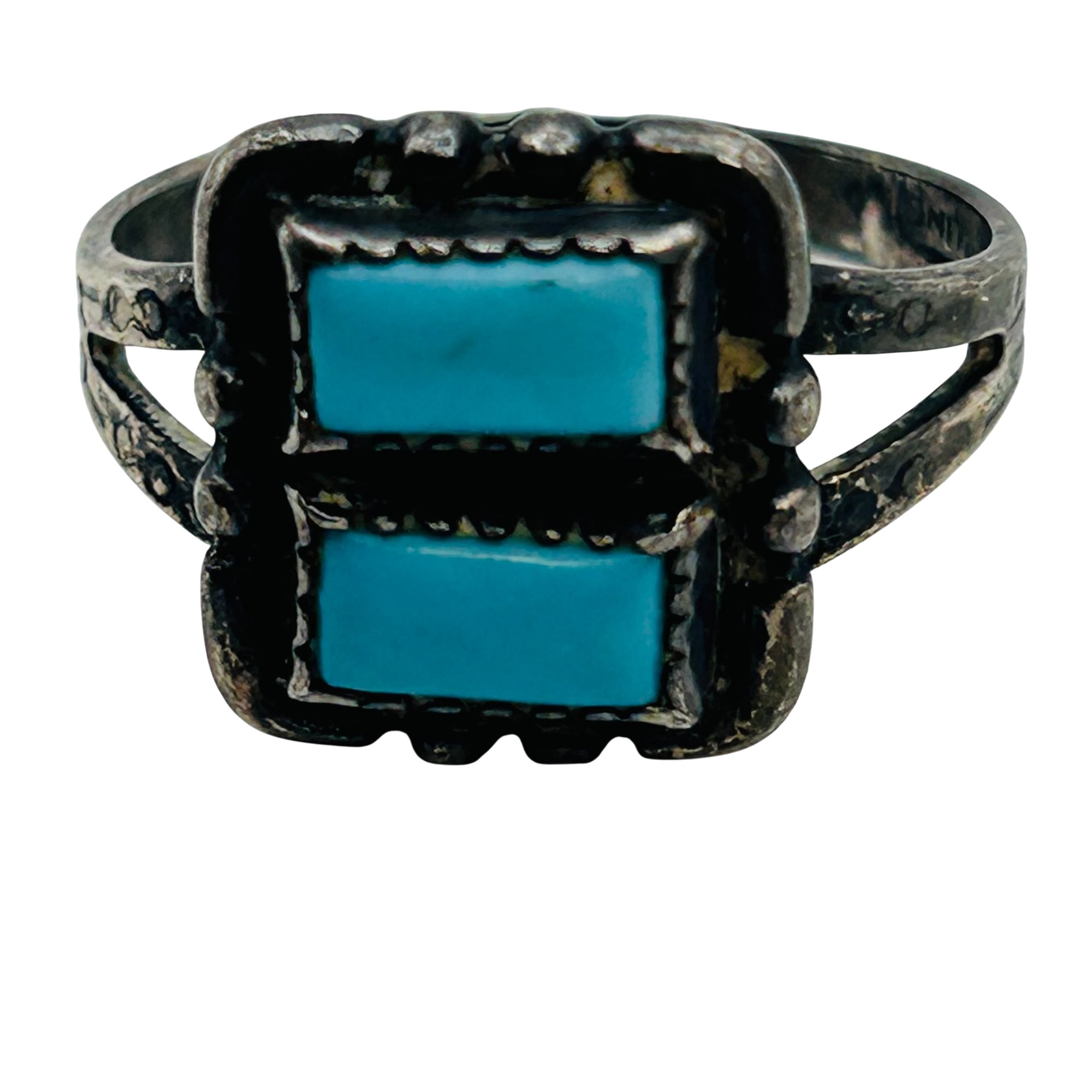 Native Sterling Turquoise Ring Sz 8