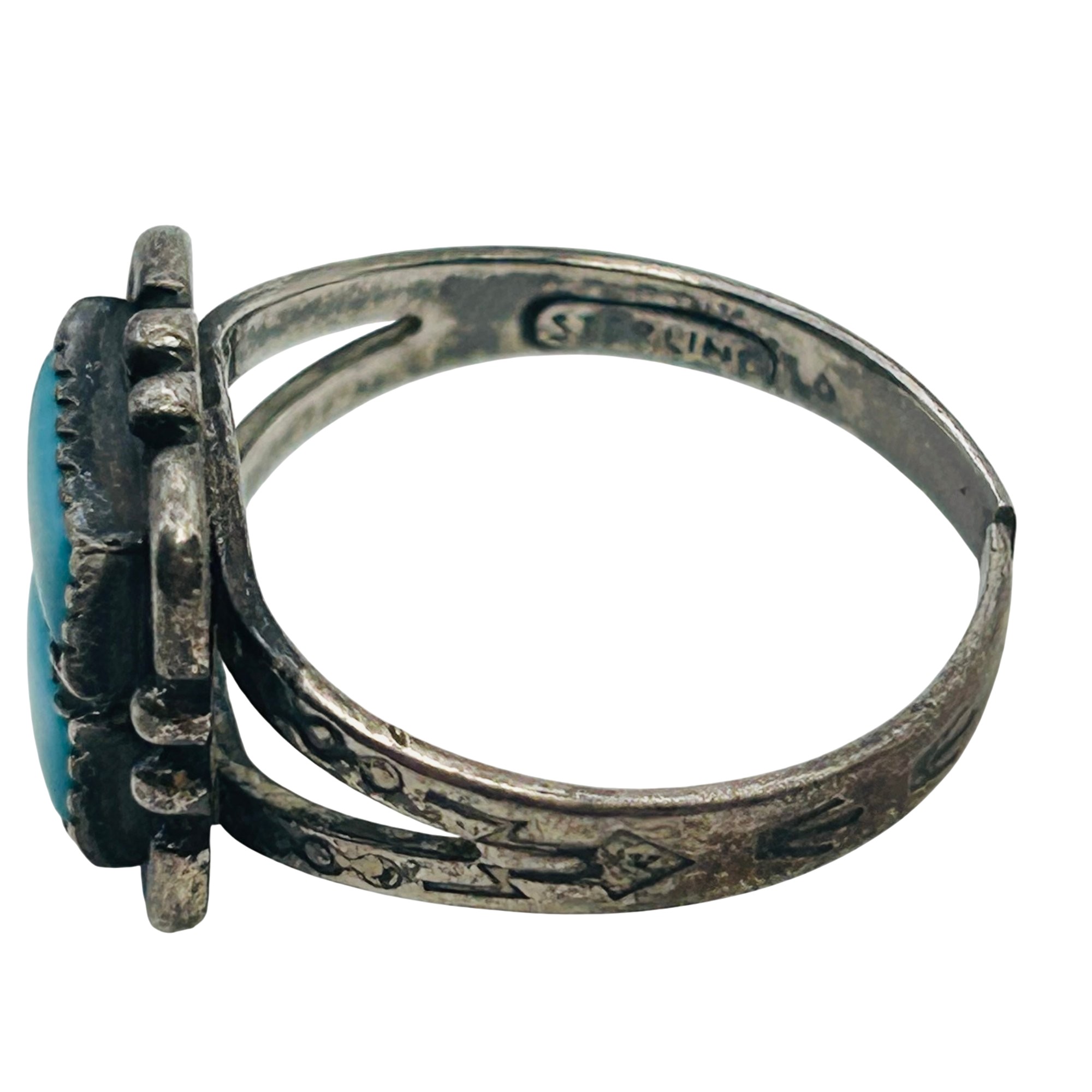 Native Sterling Turquoise Ring Sz 8